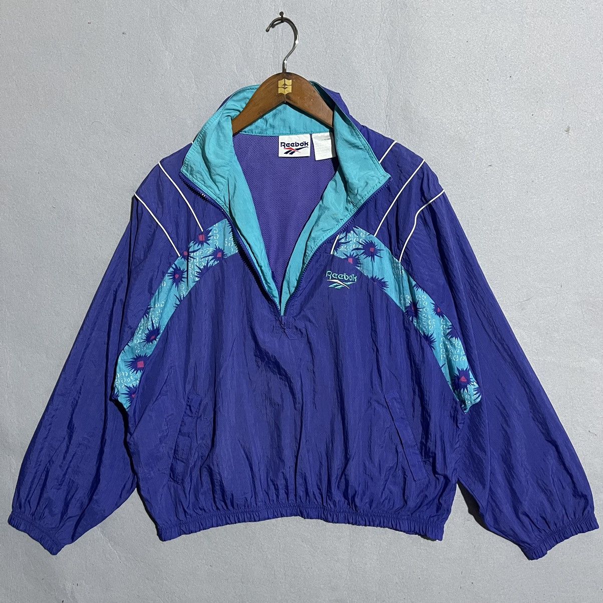 Reebok Vintage 1980s–1990s Reebok Windbreaker Jacket Purple Teal Size US L / EU 52-54 / 3 - 7 Thumbnail