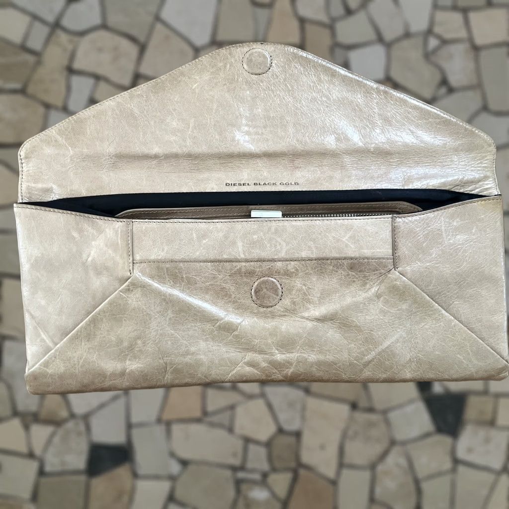 Diesel Diesel Clutch Bag Leather Black Gold Beige Women Size ONE SIZE - 1 Thumbnail