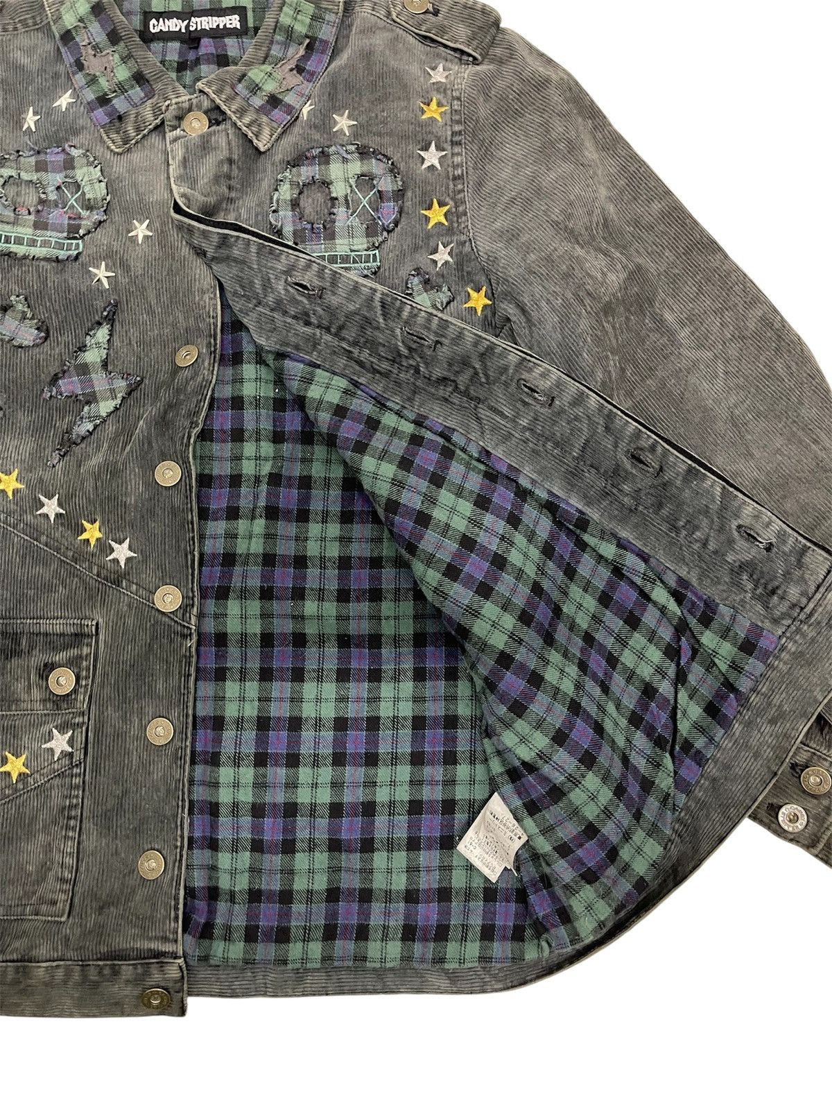 If Six Was Nine Candy Stripper Plaid Skull Patchwork Punk Chore Jacket Size US M / EU 48-50 / 2 - 3 Thumbnail