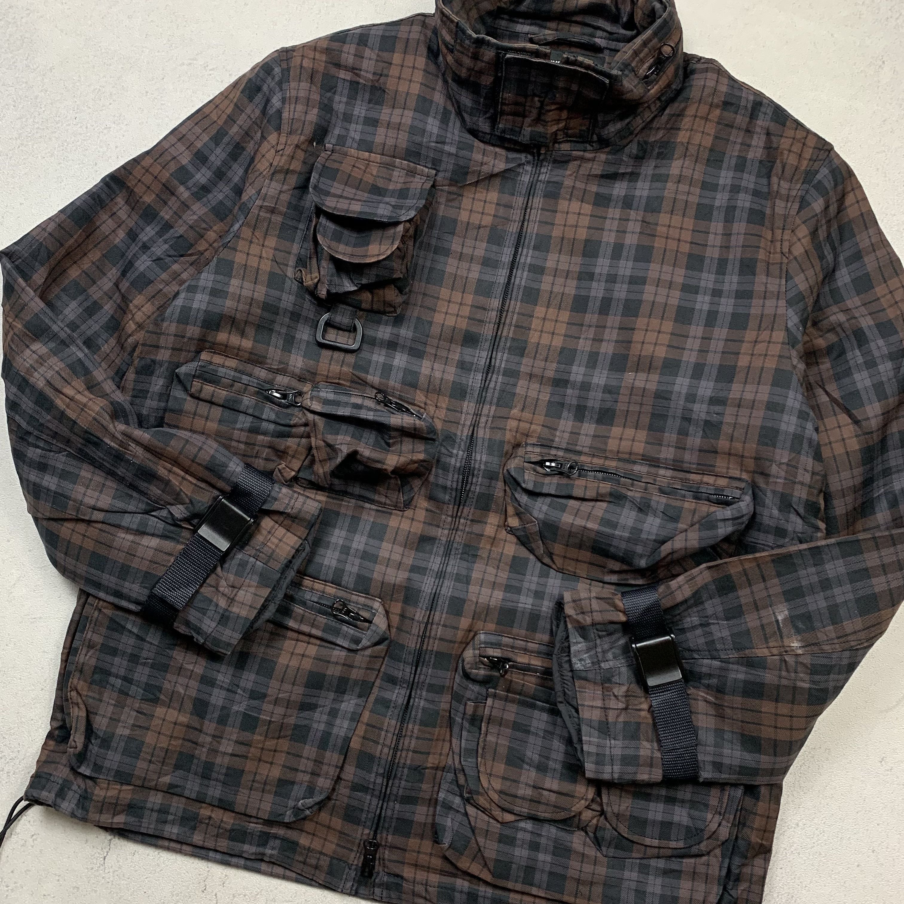 Comme Ca Ism Hunting Jacket Multi Pocket Plaid Utility