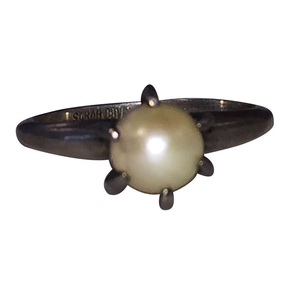 Designer Art Deco Sterling Silver Cultured Pearl Ring Size ONE SIZE - 1 Thumbnail