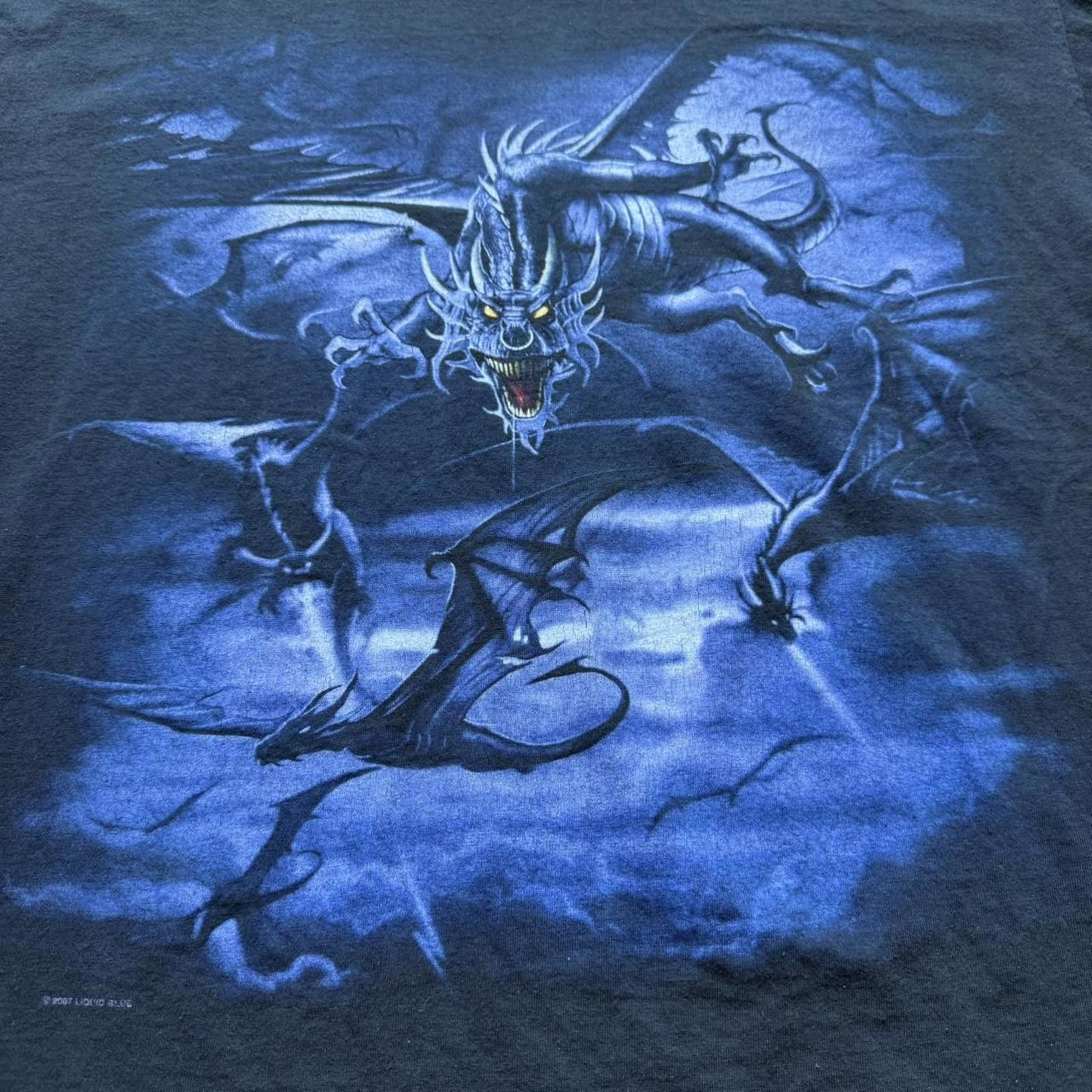 Other Blue Vintage Y2K “Dragons” Graphic T-shirt Size US XL / EU 56 / 4 - 3 Thumbnail