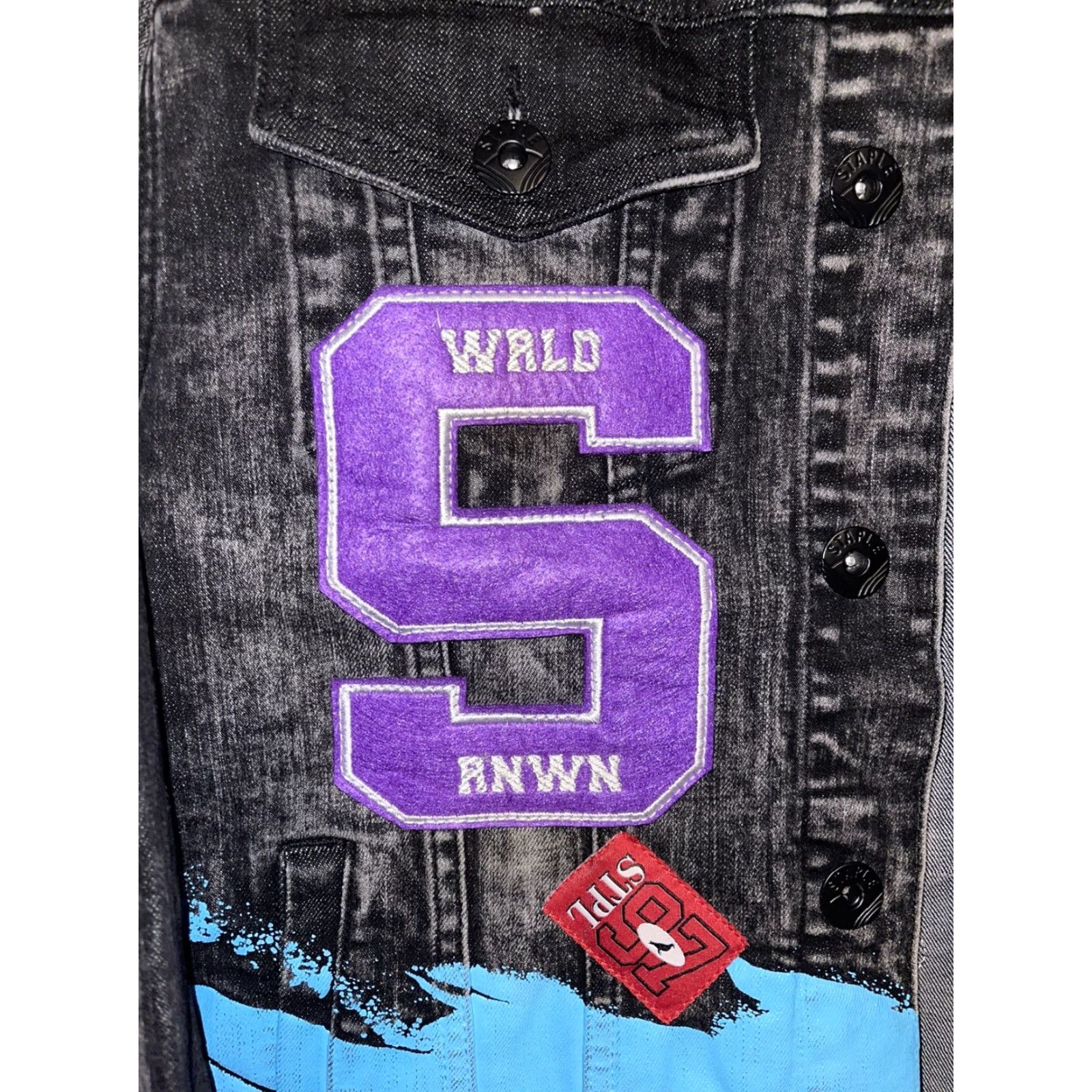 Denime VINTAGE Chamarra Staple Pike Rebel Jacket Mens Denim Black Size M Black/Grey Buttons Patches Pockets Biker Style 90s? Size US 31 - 6 Thumbnail