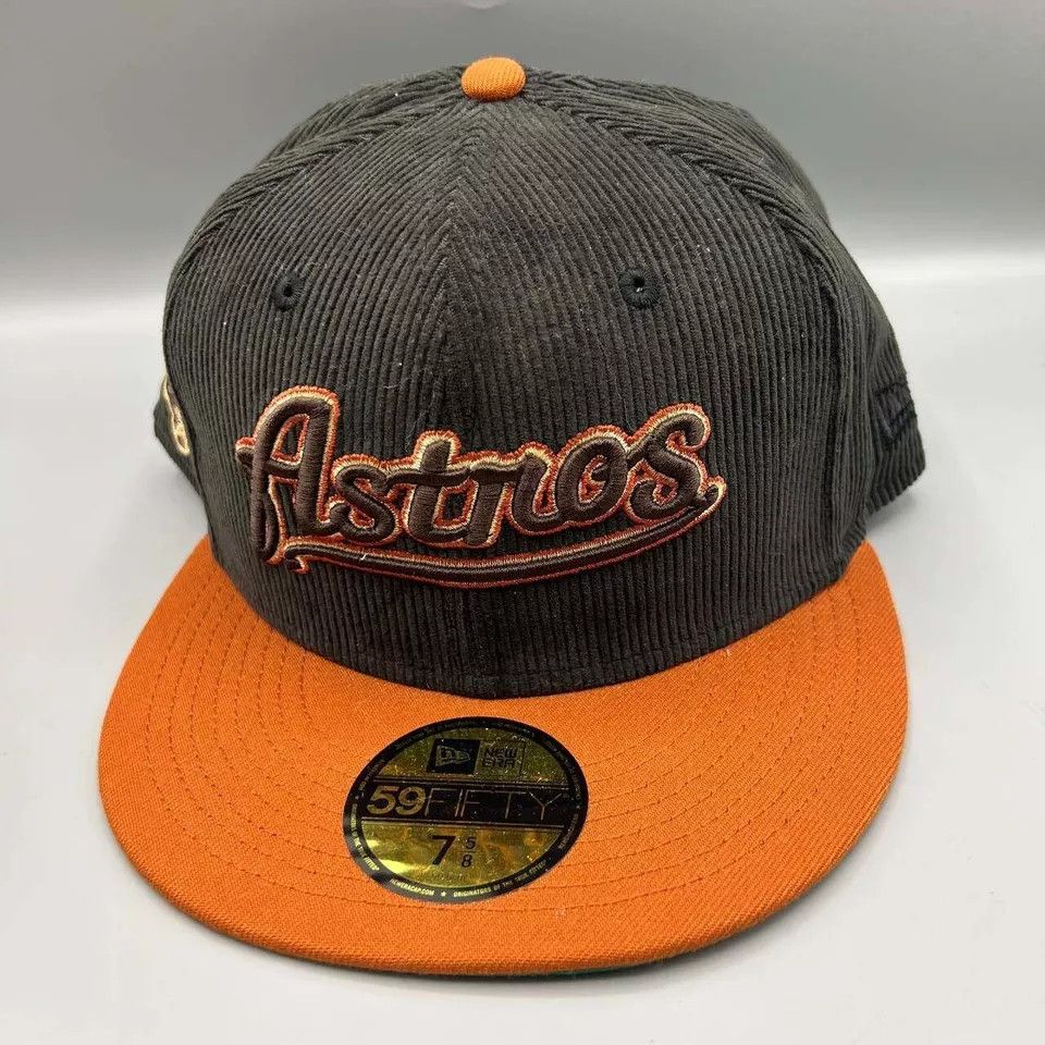 New Era Houston Astros Hat Men 7 5/8 Black Green Corduroy MLB Fitted Size ONE SIZE - 3 Thumbnail