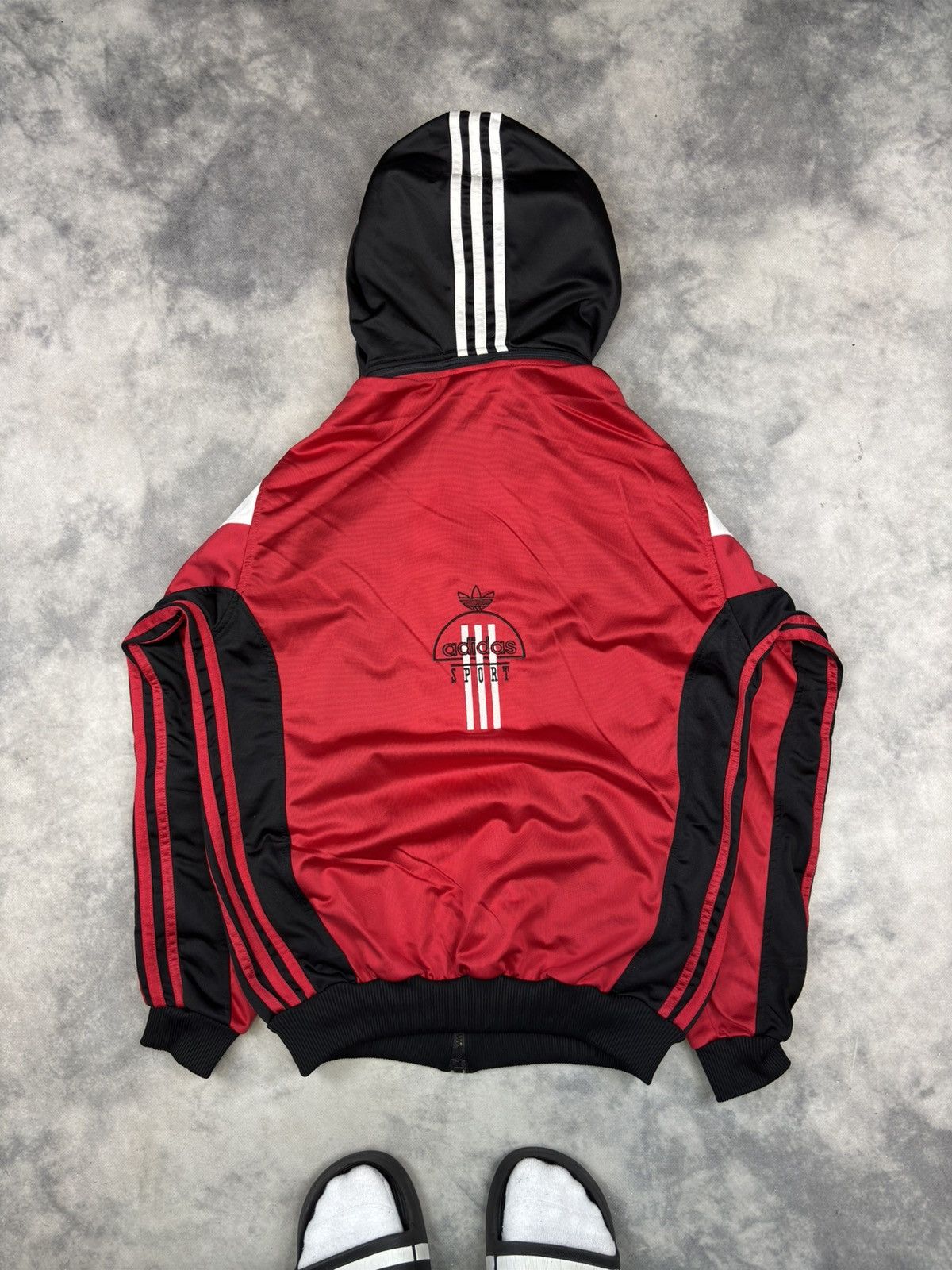 Adidas Vintage adidas 3 stripe zip hoodie sweatshirt sport logo Size US L / EU 52-54 / 3 - 4 Thumbnail