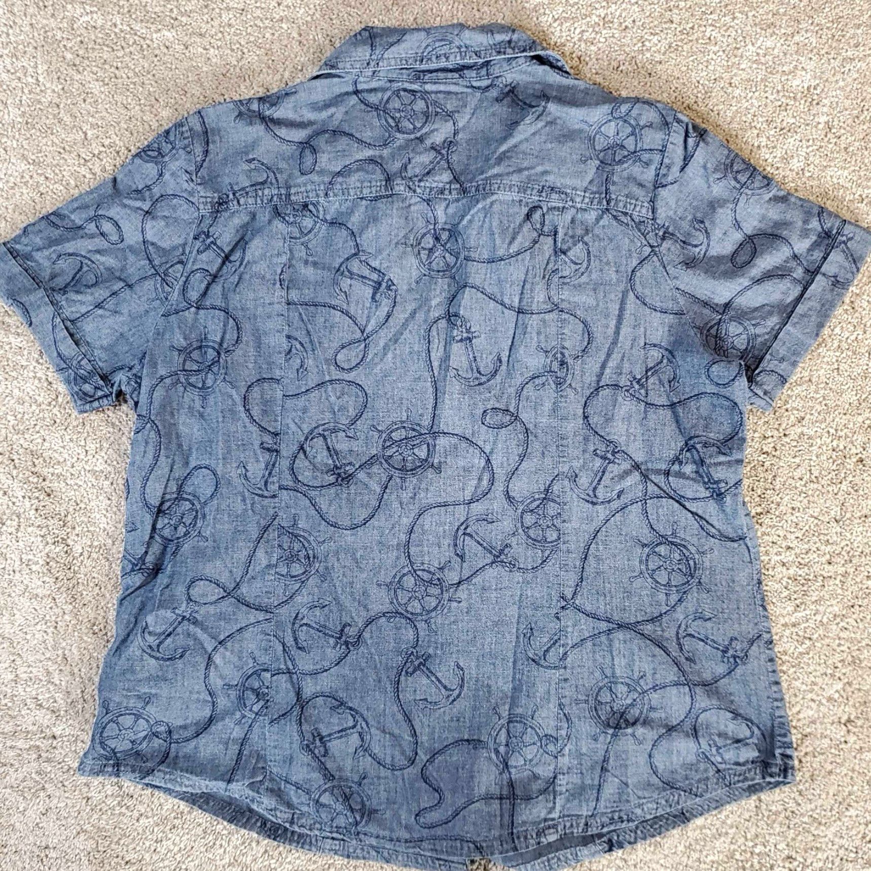 Vintage Karen Scott Button-Up Nautical Shirt Blue L Golf Women Regular Short Sleeve Collared Nautical Pattern Nautical Theme Shirt Size L / US 10 / IT 46 - 3 Thumbnail