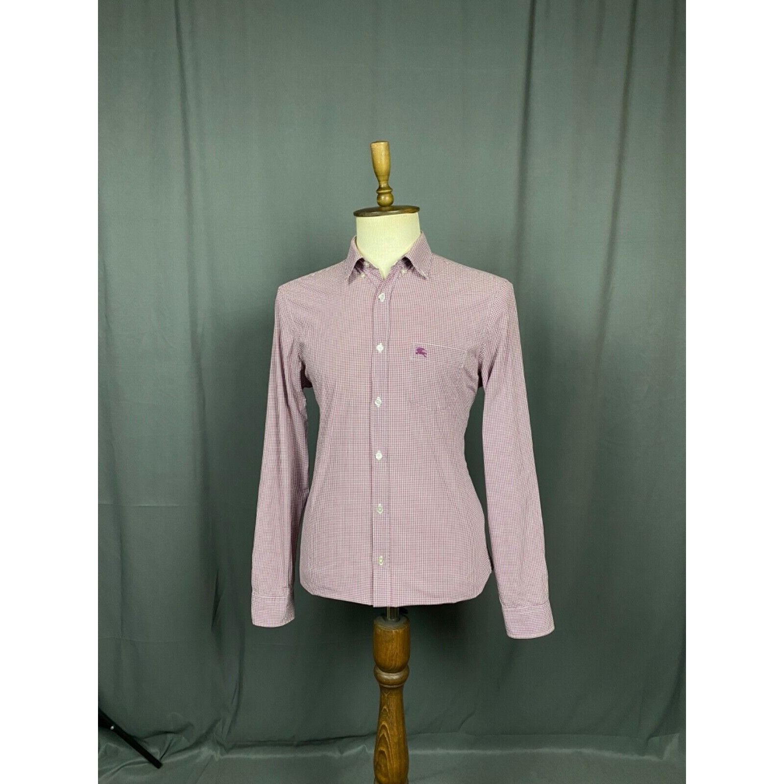 Burberry Burberry Small Logo Men's Red White Checked Longsleeve Shirt Size US L / EU 52-54 / 3 - 3 Thumbnail