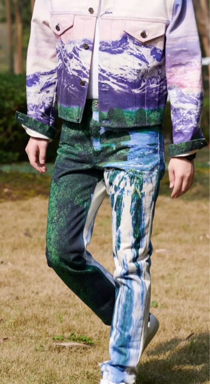 Louis Vuitton Louis Vuitton 22 SS Snow Mountain Landscape Pattern Jeans Size US 30 / EU 46 - 5 Thumbnail