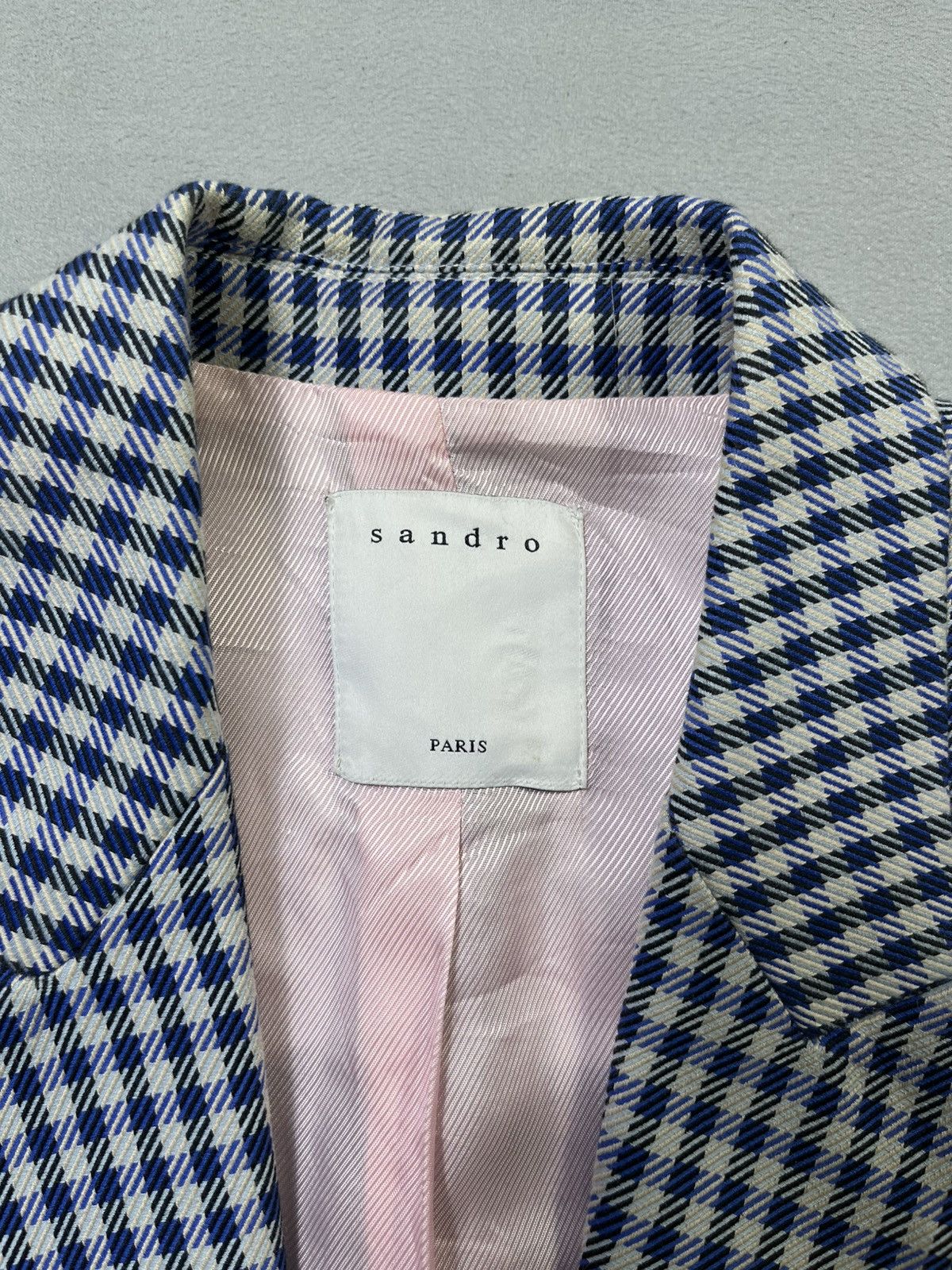 Sandro Sandro Blue Houndstooth Single-Breasted Jacket Size XS / US 0-2 / IT 36-38 - 8 Thumbnail