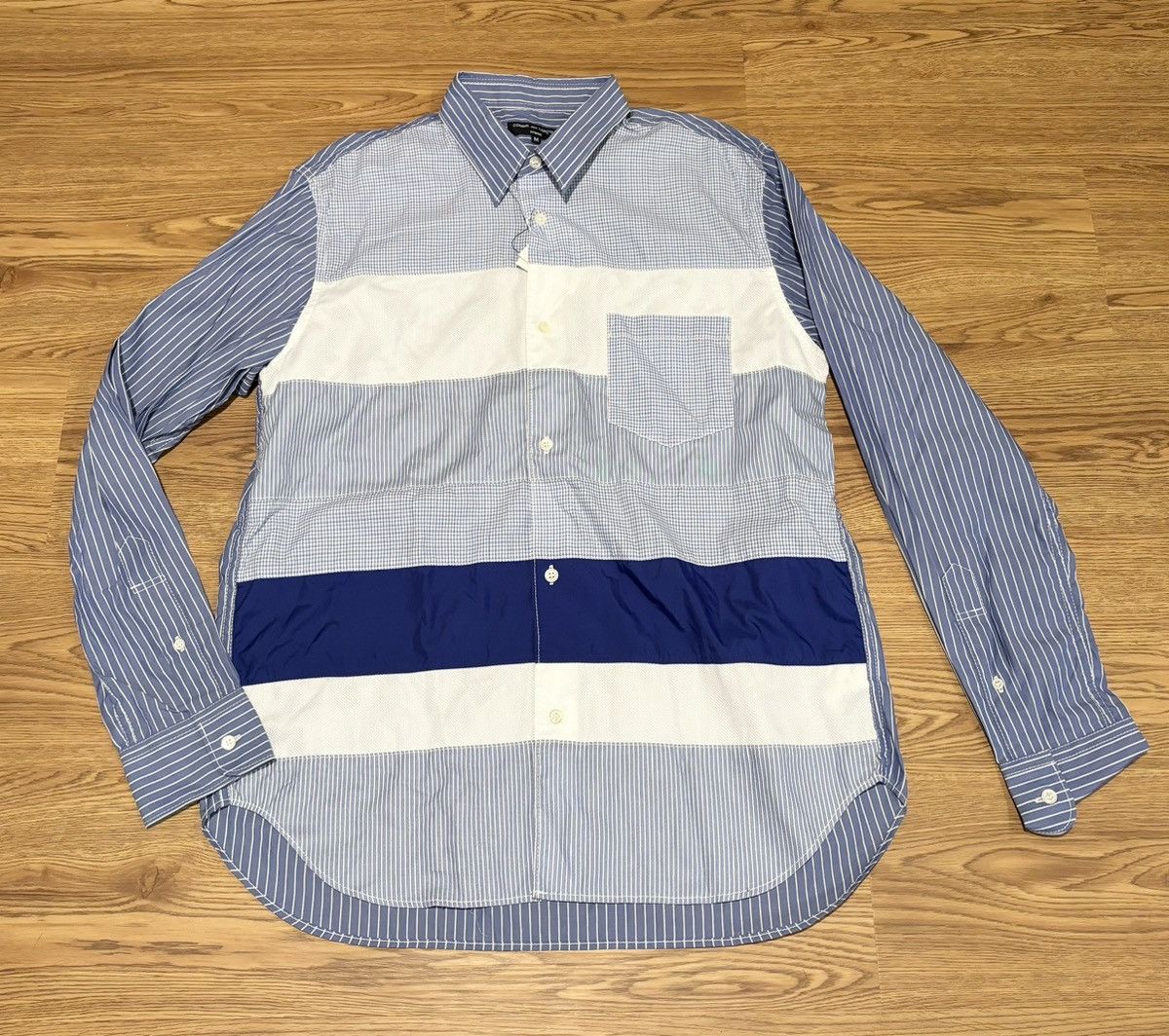 image of Comme Des Garcons Homme Comme Des Garçons Homme Button Up Striped Shirt in Blue, Men's (Size Medium