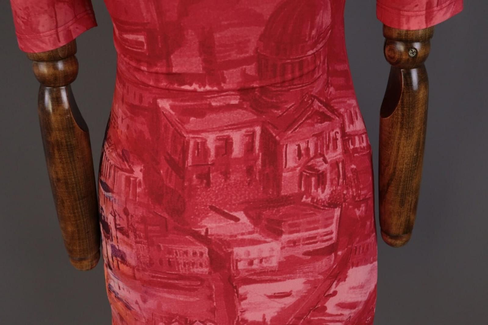 Designer Save The Queen Red Abstract Stretch Short Dress Size S Size S / US 4 / IT 40 - 10 Thumbnail