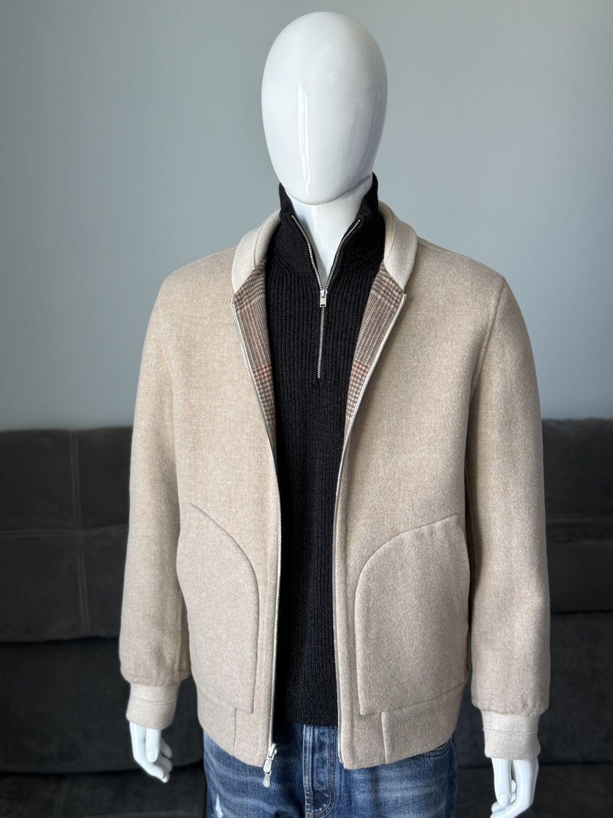 Brunello Cucinelli Brunello Cucinelli Reversible Bomber Jacket Cashmere Plaid Size US L / EU 52-54 / 3 - 10 Thumbnail
