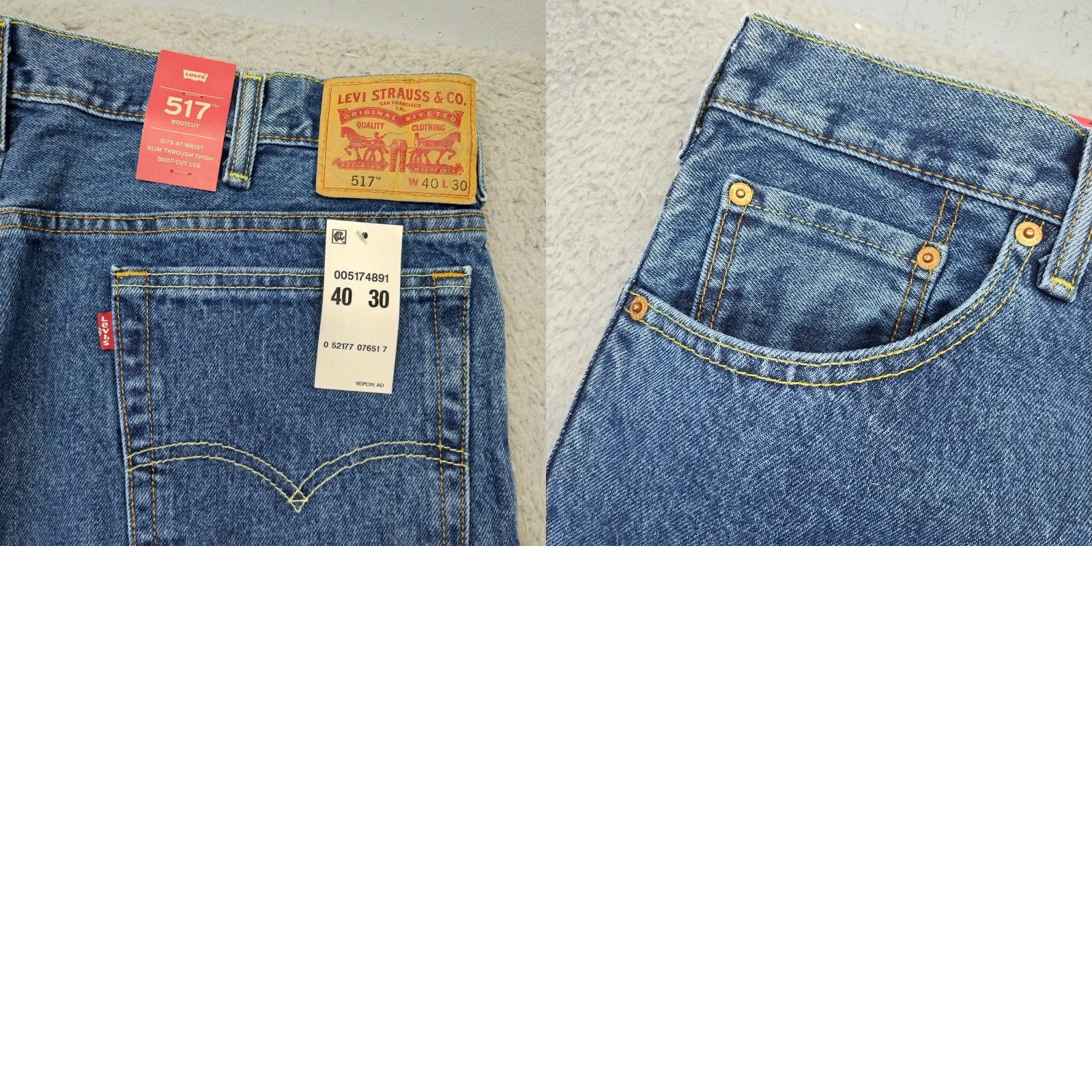 Levi's Levi's 517 Jeans Mens 40x30 Blue Denim Slim Bootcut Leg 005174891 Size US 40 / EU 56 - 8 Thumbnail