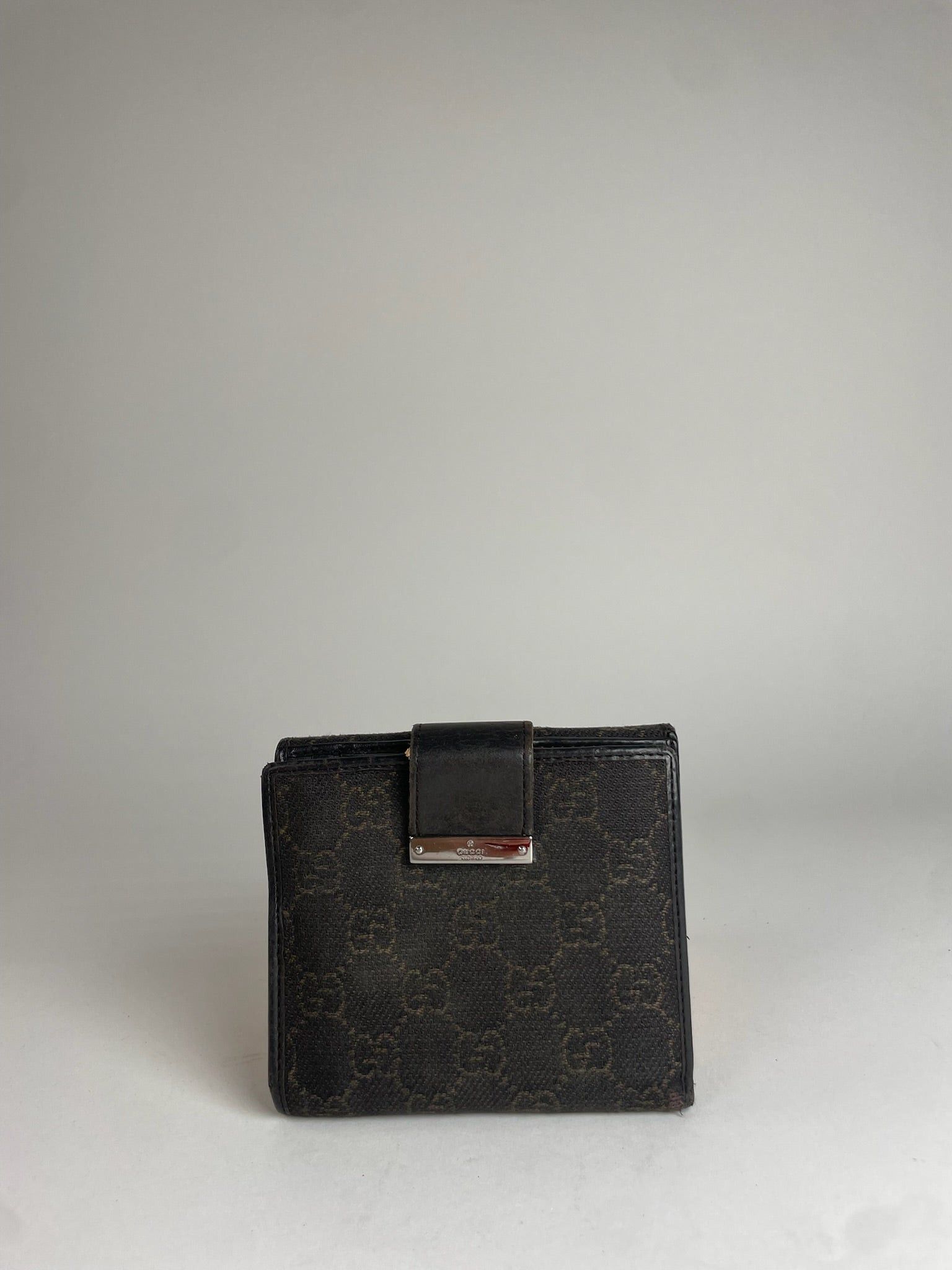 Other Vintage Gucci Monogram Leather canvas Wallet Brown Black Size ONE SIZE - 1 Thumbnail