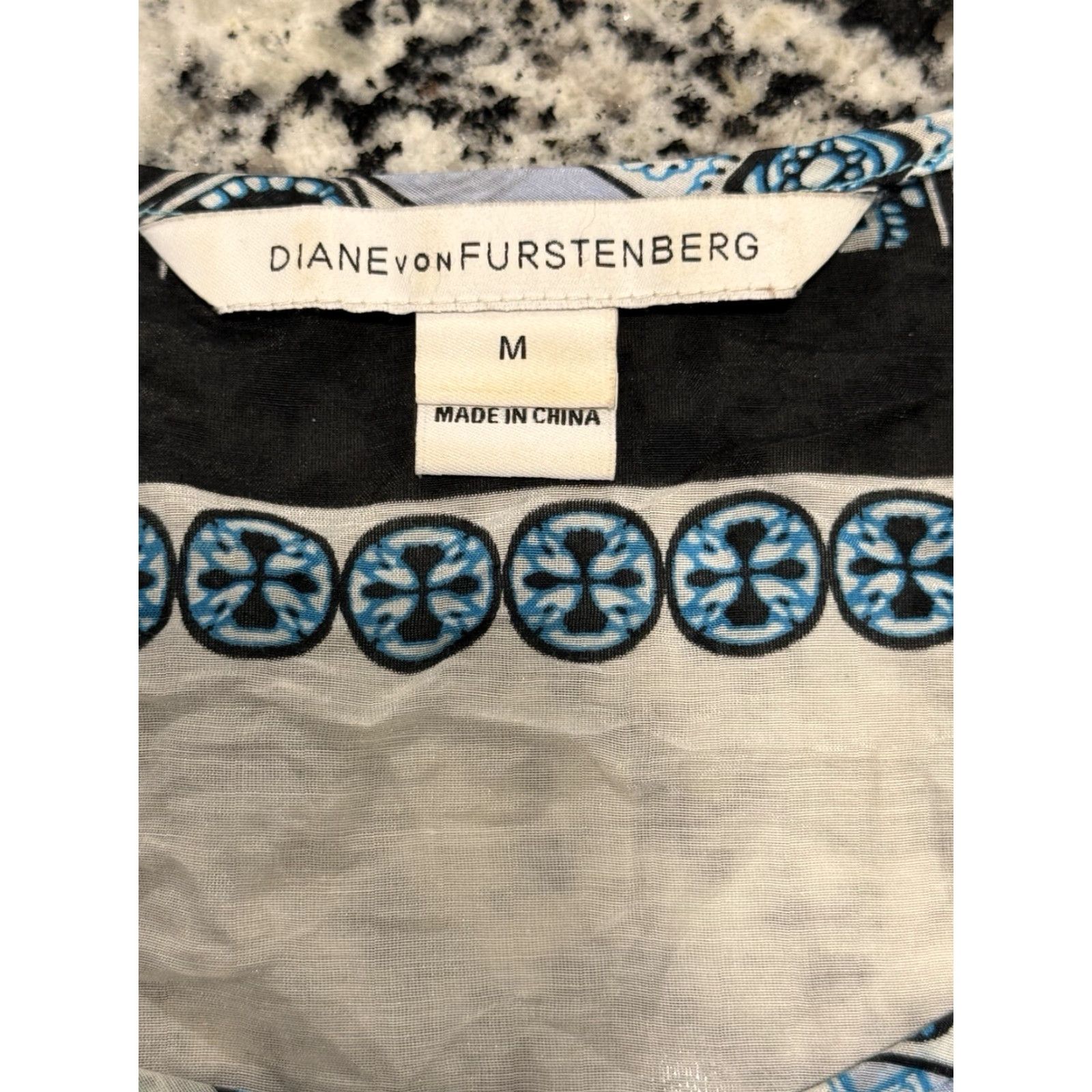 Diane von Furstenberg Diane von Furstenberg Turquoise Kenna Geometric Silk Blend Blouse Women's M Multicolor Sleeveless Pintuck Workwear Womens Size M / US 6-8 / IT 42-44 - 5 Thumbnail