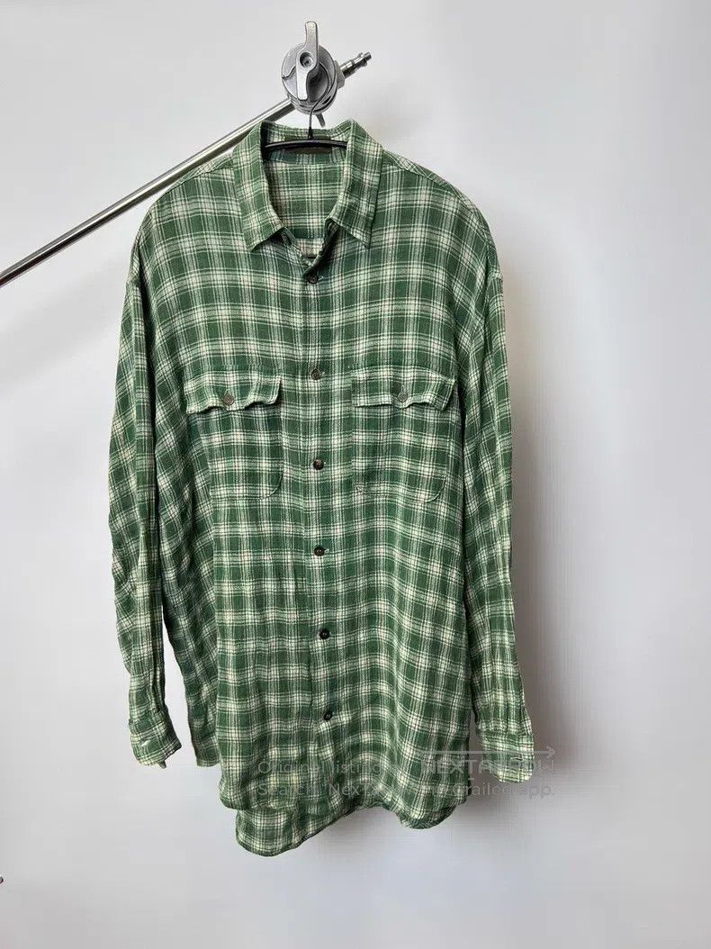Yohji Yamamoto YOHJI YAMAMOTO Draped green checkered shirt Size US XL / EU 56 / 4 - 2 Thumbnail
