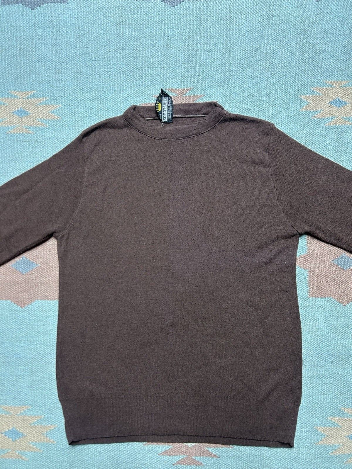 Vintage Vtg 1970s acrylic knit sweater pullover chocolate blank smal Size US S / EU 44-46 / 1 - 2 Thumbnail