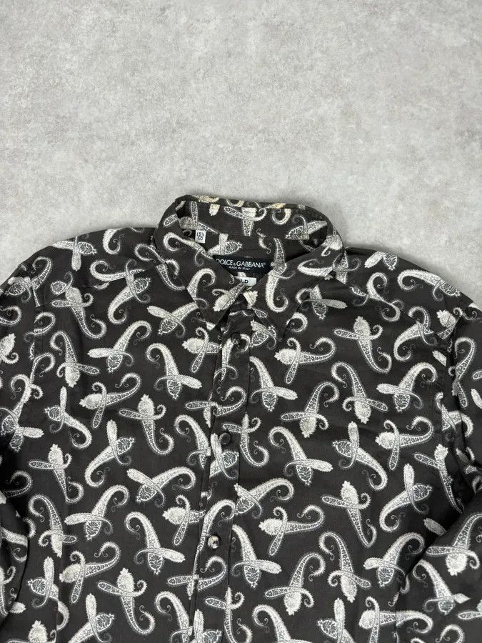Dolce & Gabbana 2010s Dolce & Gabbana Brown Paisley Shirt Size US L / EU 52-54 / 3 - 6 Thumbnail