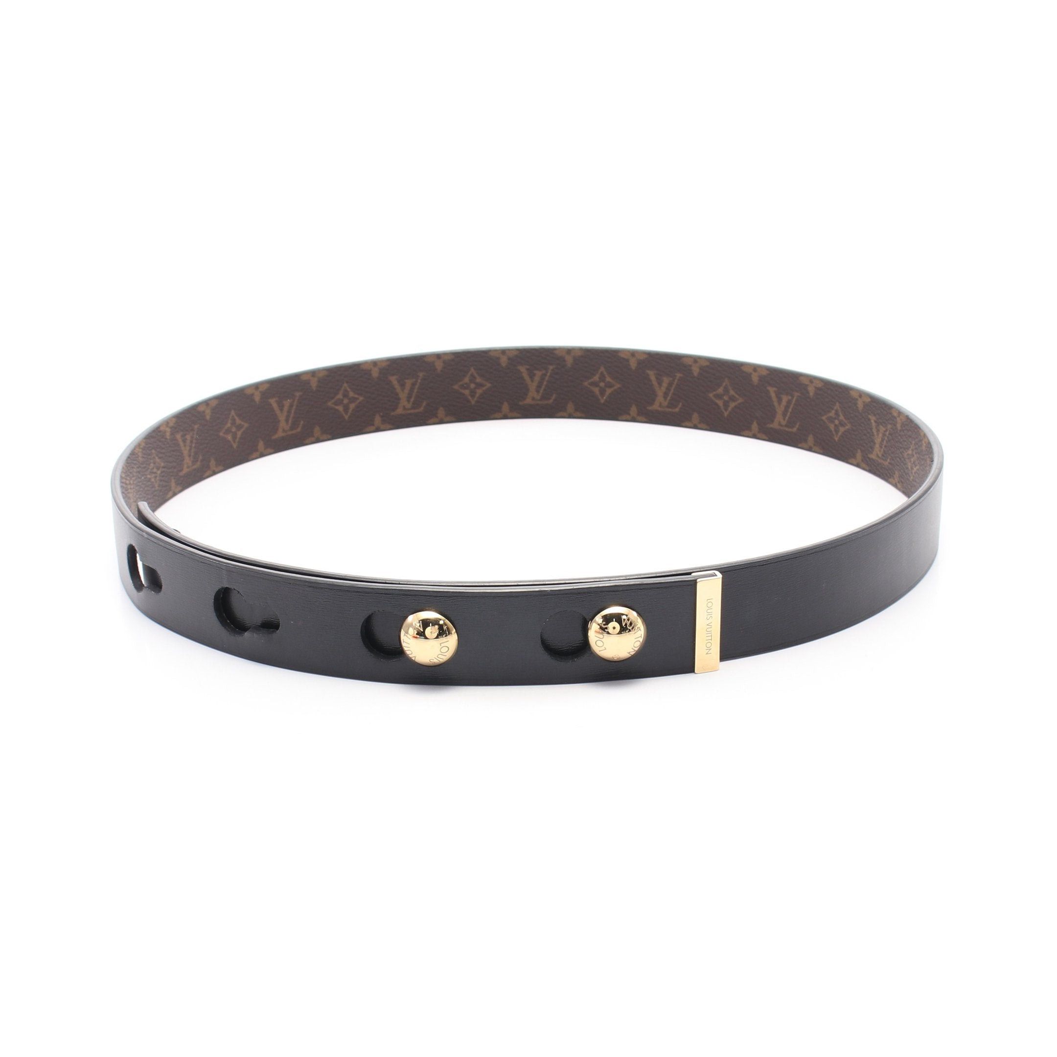 Louis Vuitton Louis Vuitton Lv Studs Monogram Belt Leather Black Brown Reversible Gold Hardware Size ONE SIZE - 1 Thumbnail