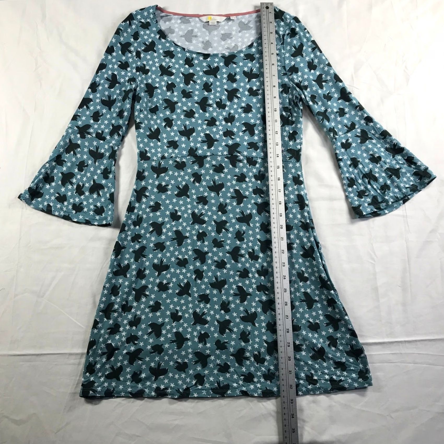 Boden Boden Teal Bird Star Print Bell Sleeve Empire Waist Jersey Dress Womens 6R J0273 Size M / US 6-8 / IT 42-44 - 2 Thumbnail