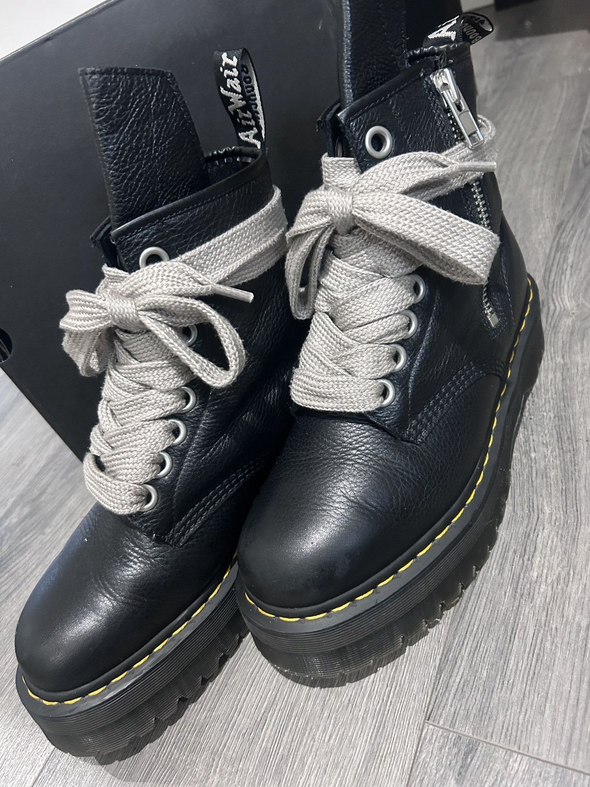 Pre-owned Rick Owens Dr Martens X  1460 Jumbo Lace Boot In Black