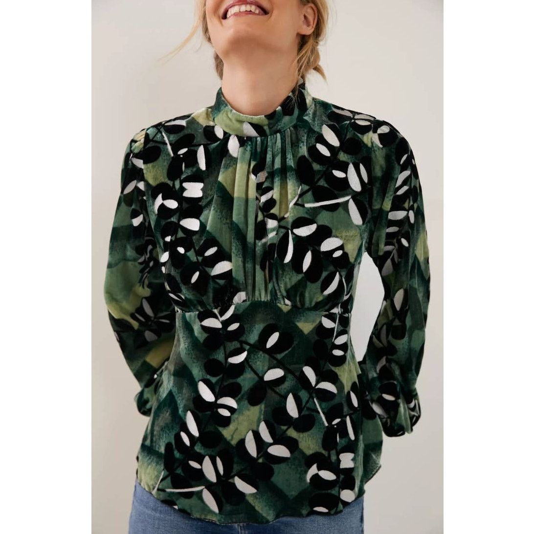 Anthropologie New Anthropologie Anna Sui Isa Velvet Blouse $473 Sz 2 Green Size XS / US 0-2 / IT 36-38 - 3 Thumbnail