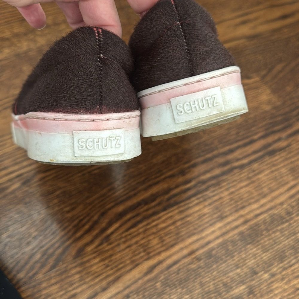 SCHUTZ Schutz dark chocolate ponyhair slip on sneakers. Pink washe Size US 8 / IT 38 - 6 Thumbnail