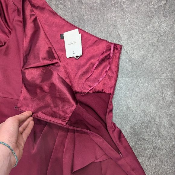 Ted Baker Ted Baker RIDAH One-Shoulder Satin Dress Oxblood Size 5 Size XL / US 12-14 / IT 48-50 - 6 Thumbnail