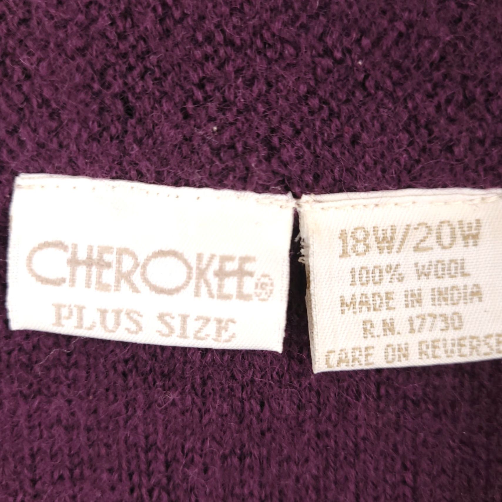 Cherokee Cherokee Womens Wool Cardigan Plus Size 18-20W Purple Button Sweater Size XXL / US 16-18 / IT 52-54 - 3 Thumbnail