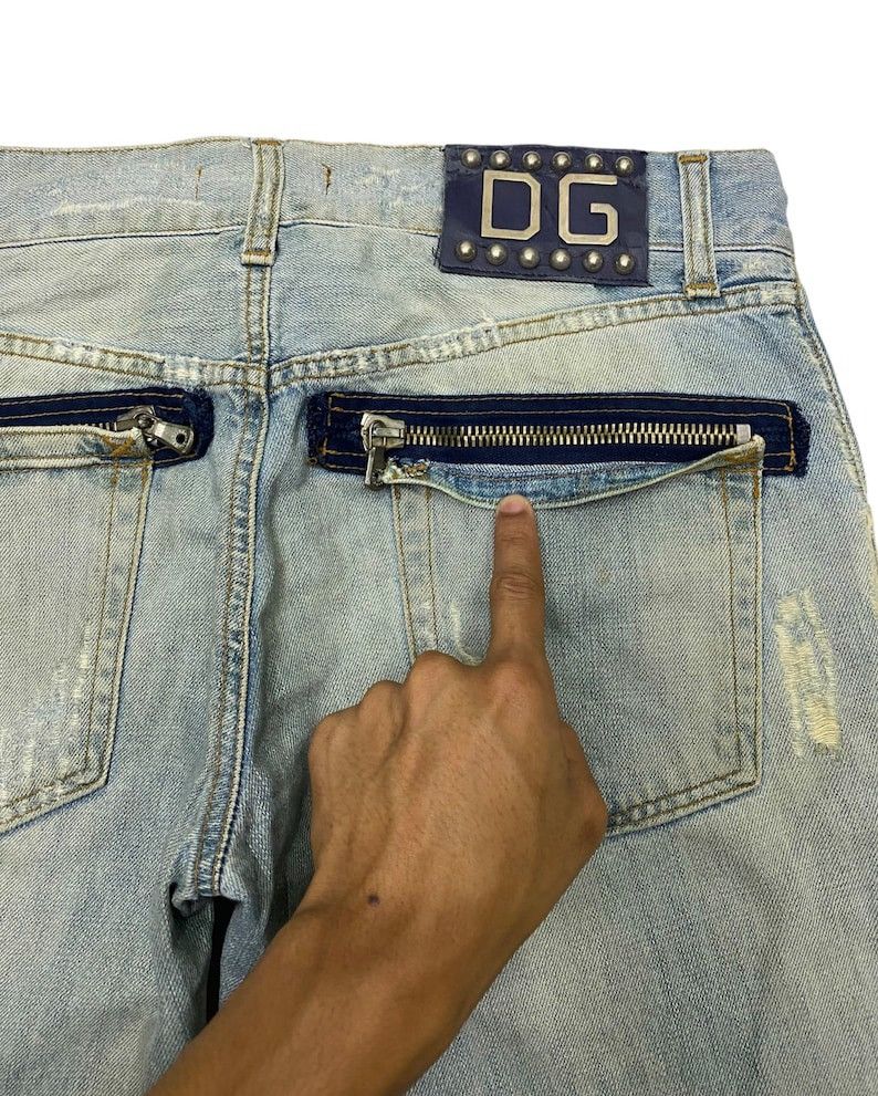 Dolce & Gabbana × Vintage Dolce & Gabbana Zipper Pocket Distressed Denim Jeans Size US 33 - 6 Thumbnail