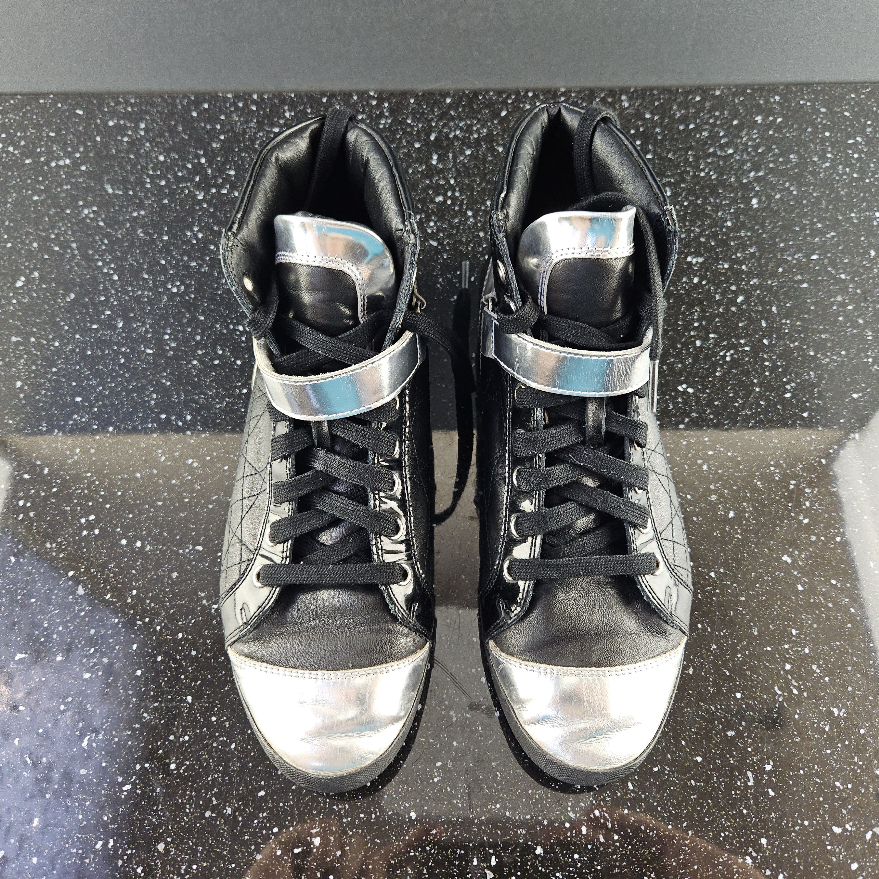 Christian Dior Monsieur Dior black/silver leather hi top sneakers sz 39 Size US 8 / IT 38 - 10 Thumbnail