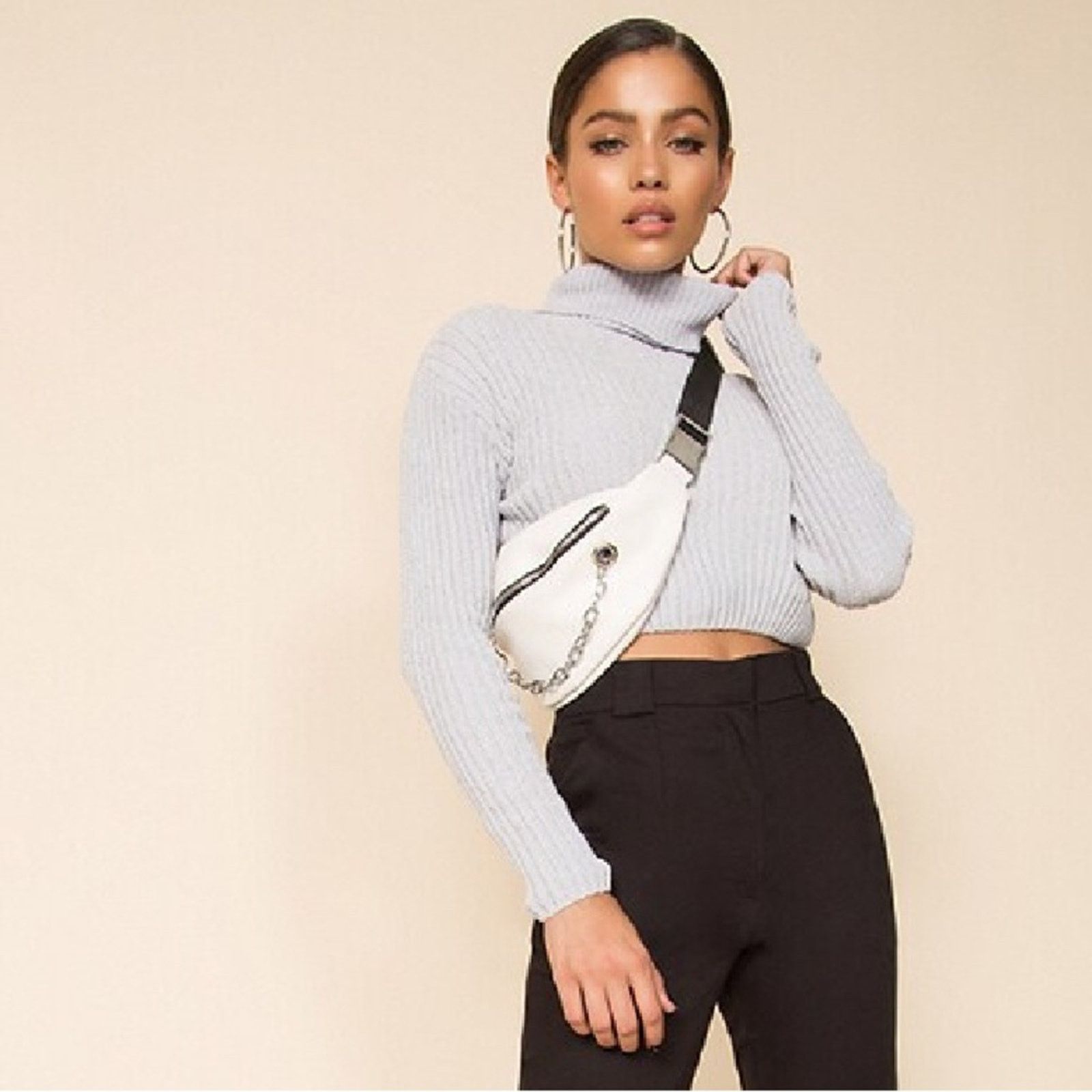 superdown Superdown “Tammy” Ribbed Turtleneck Sweater – Gray – Size Sm Size S / US 4 / IT 40 - 4 Thumbnail