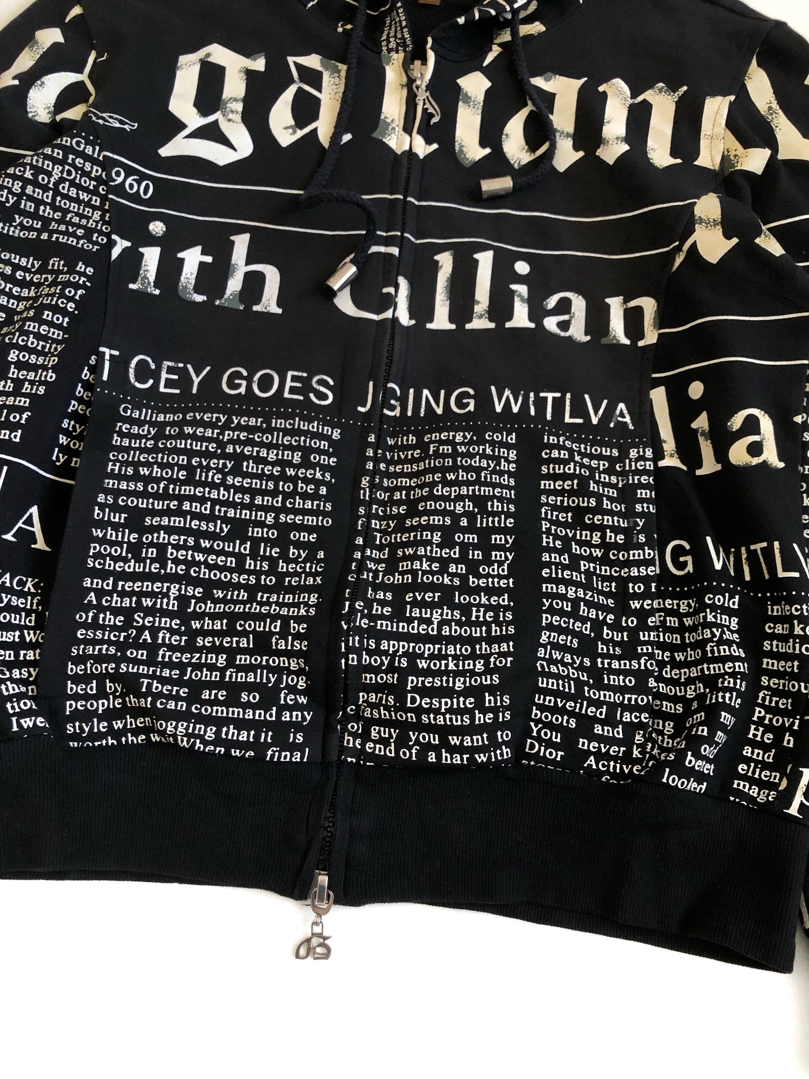 John Galliano VINTAGE GAZETTE BEACH WEAR ZIPPER HOODIE Size US L / EU 52-54 / 3 - 7 Thumbnail