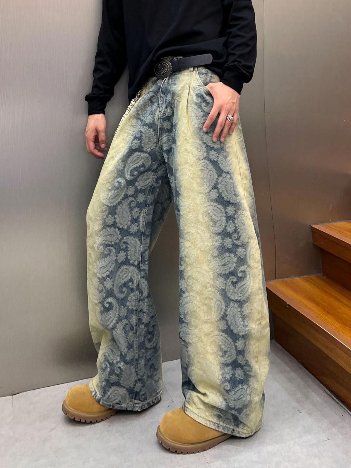 Vintage Paisley Bandana Loose Fit Wide Leg Denim Jeans Size US 30 / EU 46 - 3 Thumbnail