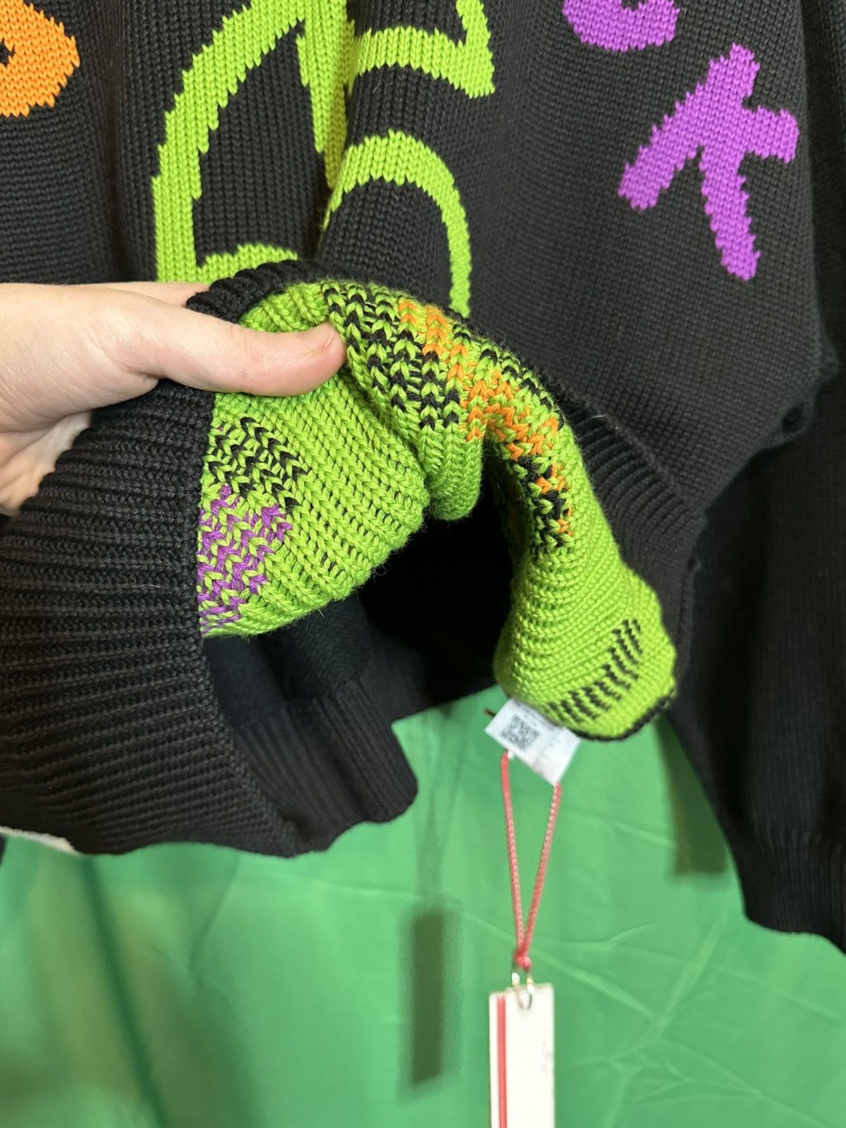 GCDS FUCK jacquard cherry thick knit black logo sweater NWT Size US M / EU 48-50 / 2 - 12 Thumbnail