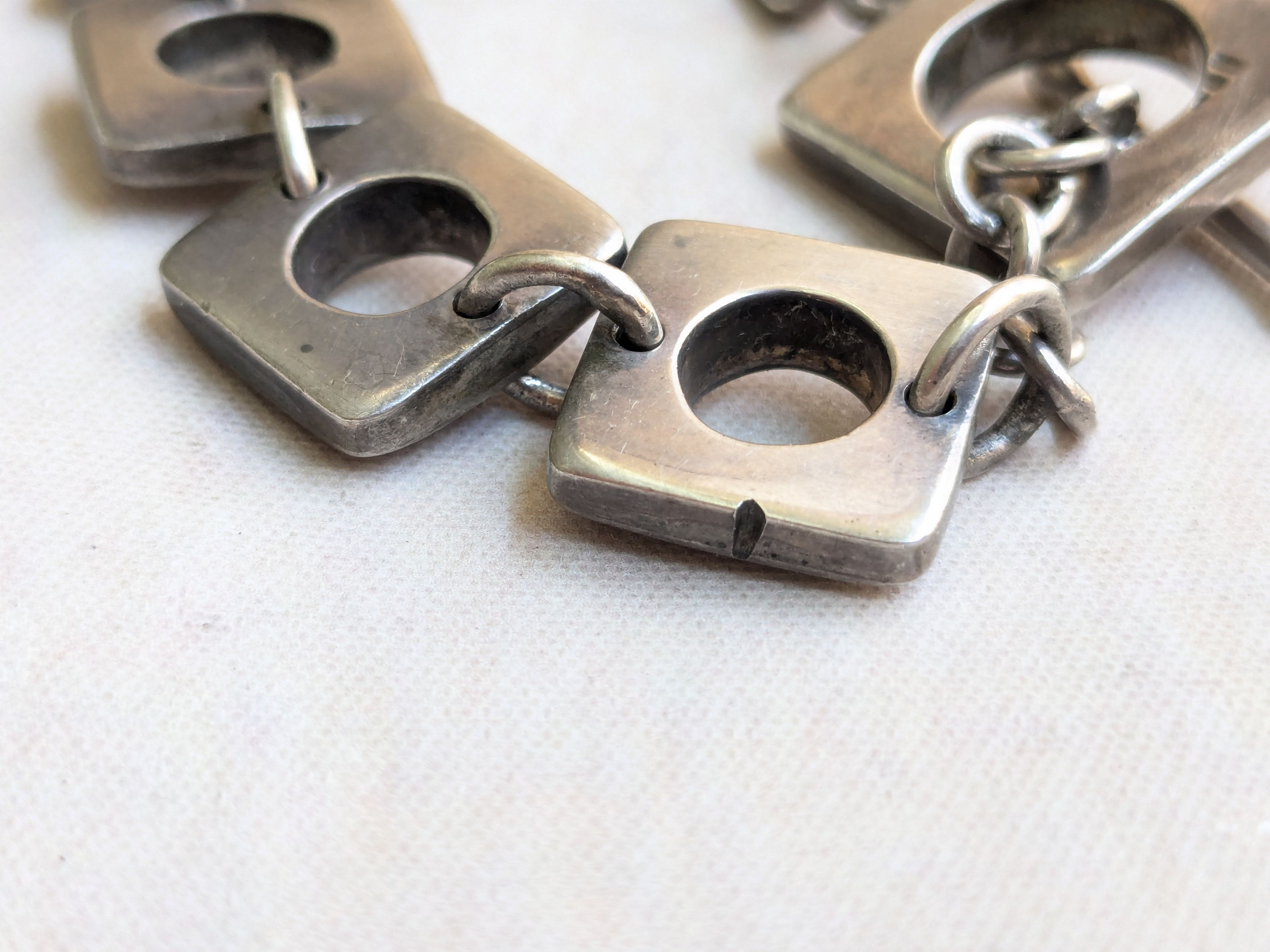 Vintage Vintage Sterling Silver Bracelet Cushion Square Round Size ONE SIZE - 12 Thumbnail