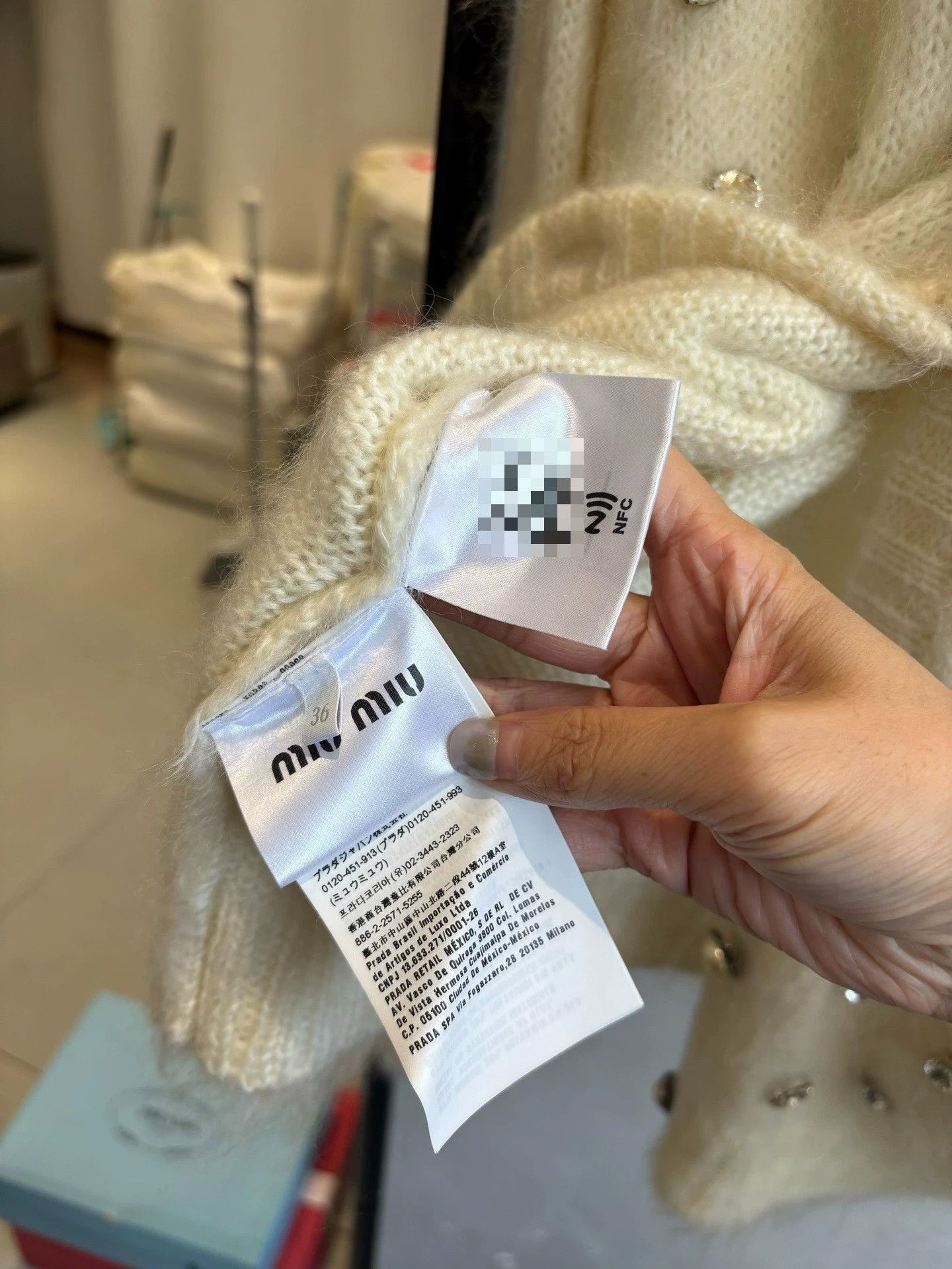 Miu Miu MIU MIU Ivory Wool-Mohair Full-Crystal Cardigan NWT Size XS / US 0-2 / IT 36-38 - 3 Thumbnail