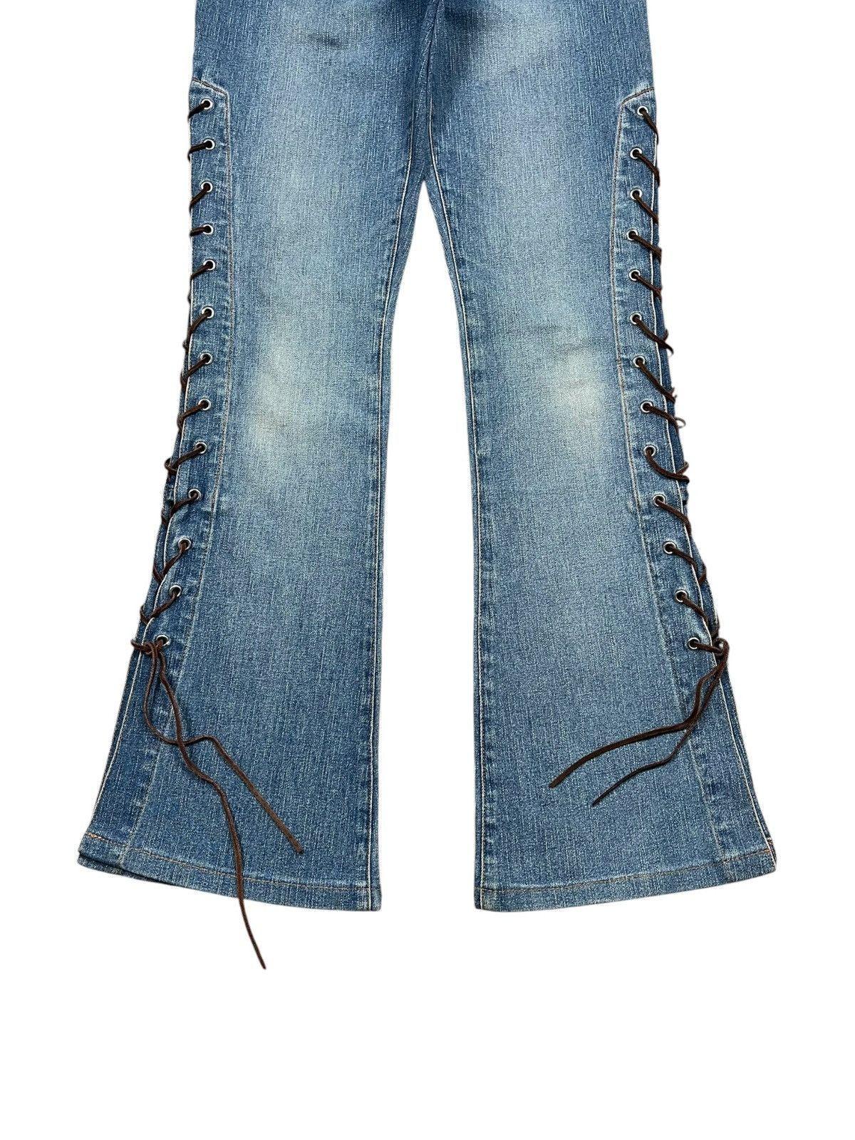 Japanese Brand Lace up Flare Denim Pants Size US 27 - 3 Thumbnail