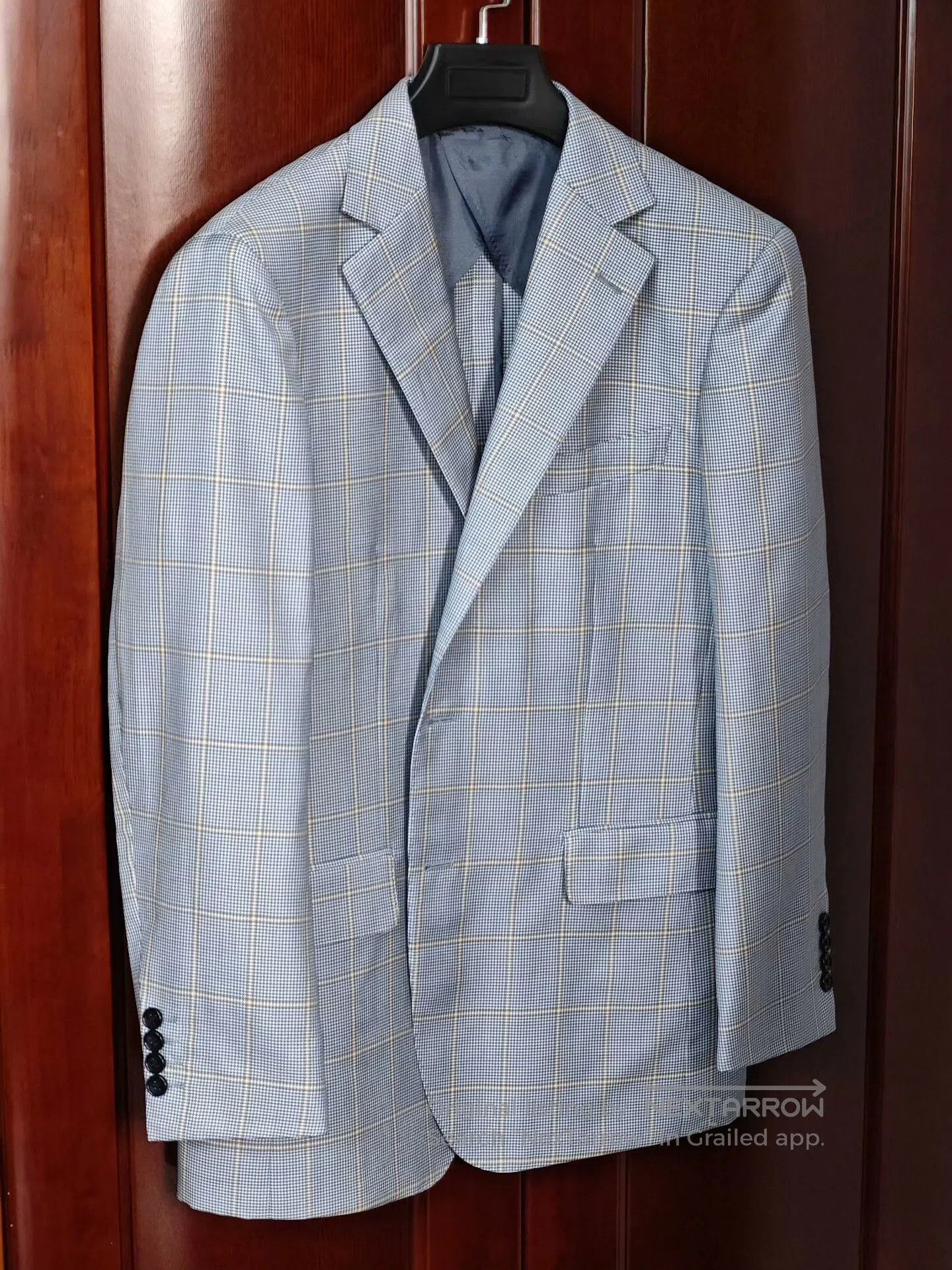 Ede & Ravenscroft Stylish Blue Check Wool-Silk Suit. Size US M / EU 48-50 / 2 - 1 Thumbnail