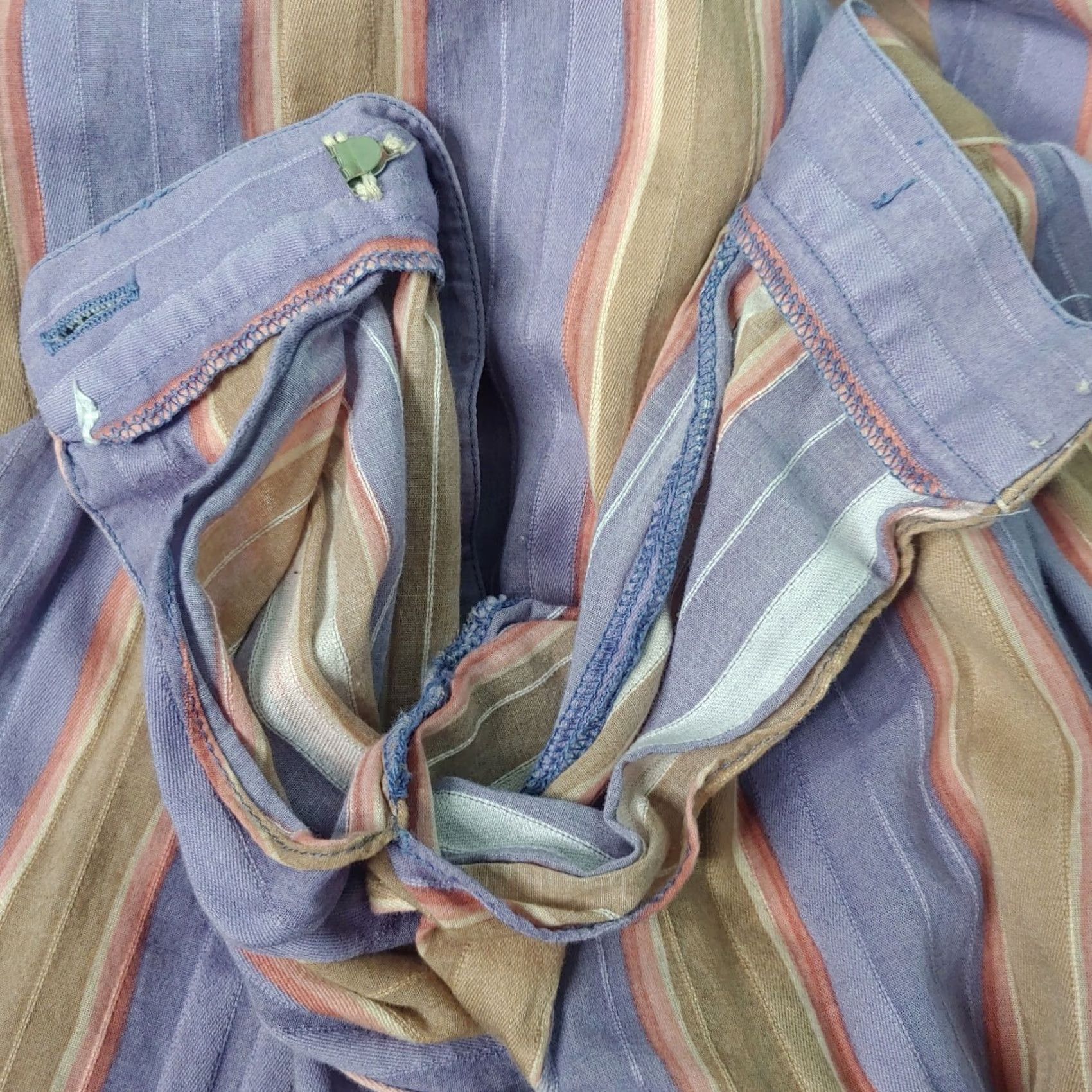 Pinko VINTAGE Prophecy Skirt Midi Women 12 Purple Tan Pink Stripe Cotton Woven A-Line Button Pocketed USA Size 34" / US 12 / IT 48 - 5 Thumbnail