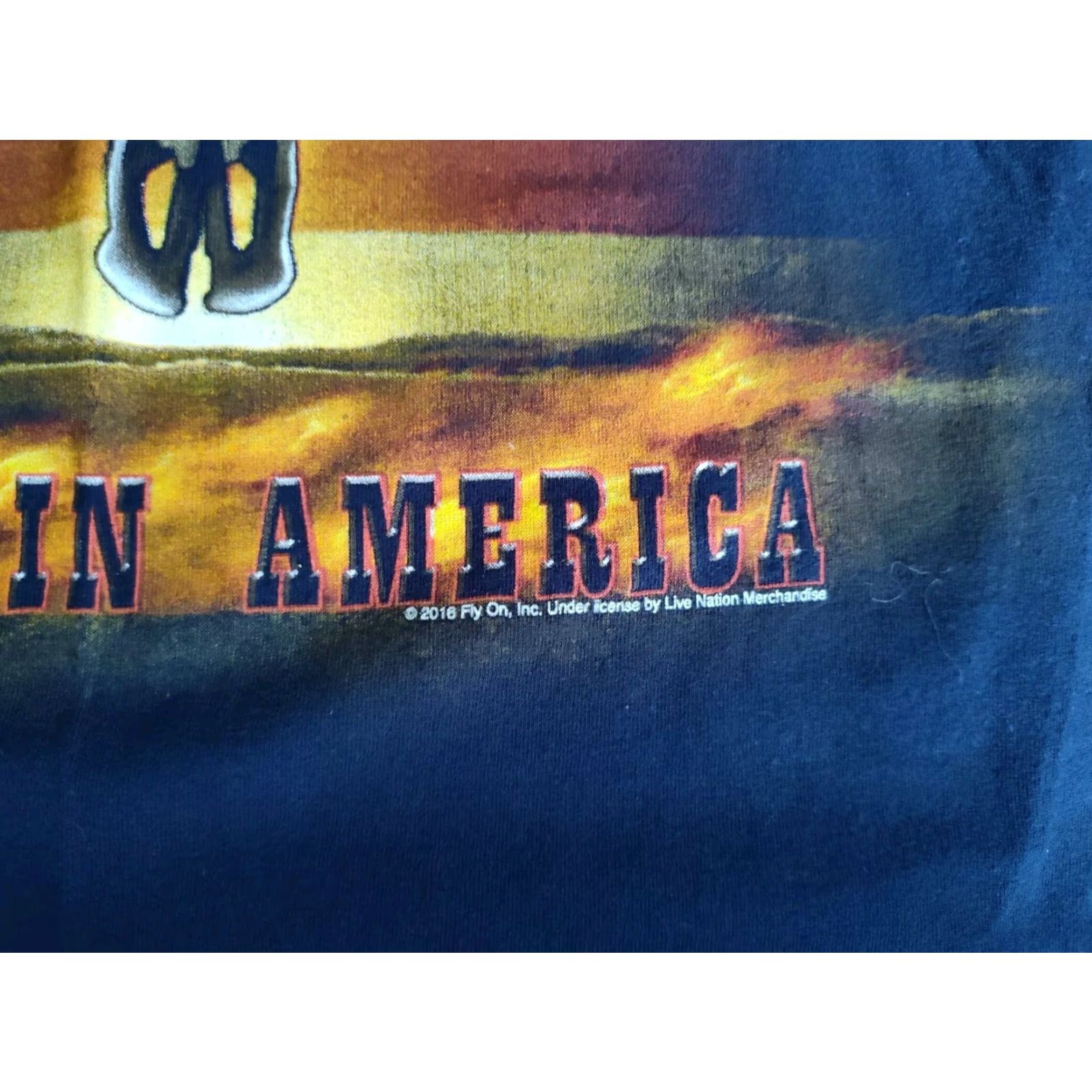 Olive Lynyrd Skynyrd Band Concert T-Shirt Live Nation Men's Medium Blue Jersey Short Sleeve Rock Flag Music USA Size US M / EU 48-50 / 2 - 3 Thumbnail
