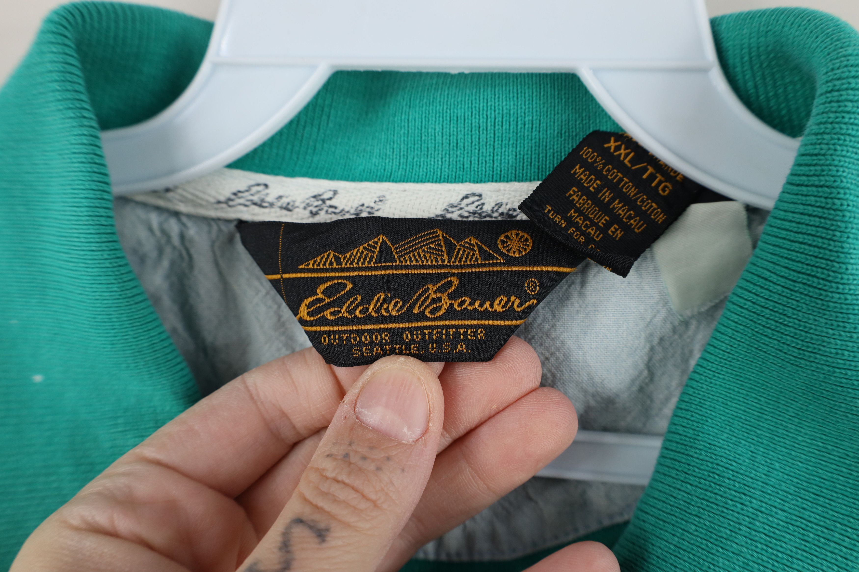 Eddie Bauer Vintage 90s Eddie Bauer Heavyweight Polo Shirt Teal Cotton Size US XXL / EU 58 / 5 - 7 Thumbnail