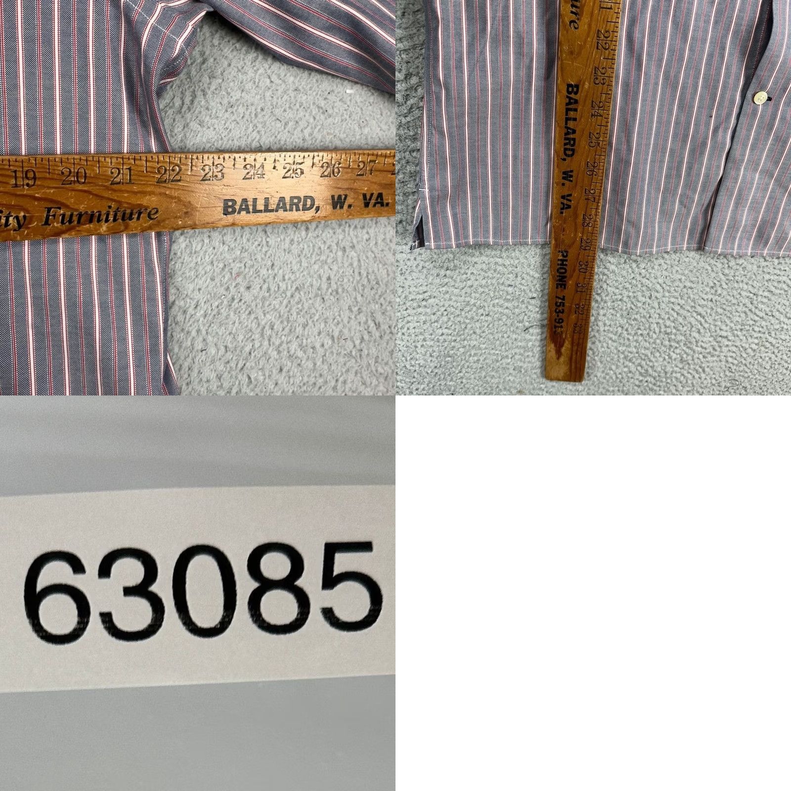 Banana Republic VINTAGE Banana Republic Shirt Men 16-16.5 Large Gray Red Slim Fit Dress Stripe Button Up Size 46R - 8 Thumbnail