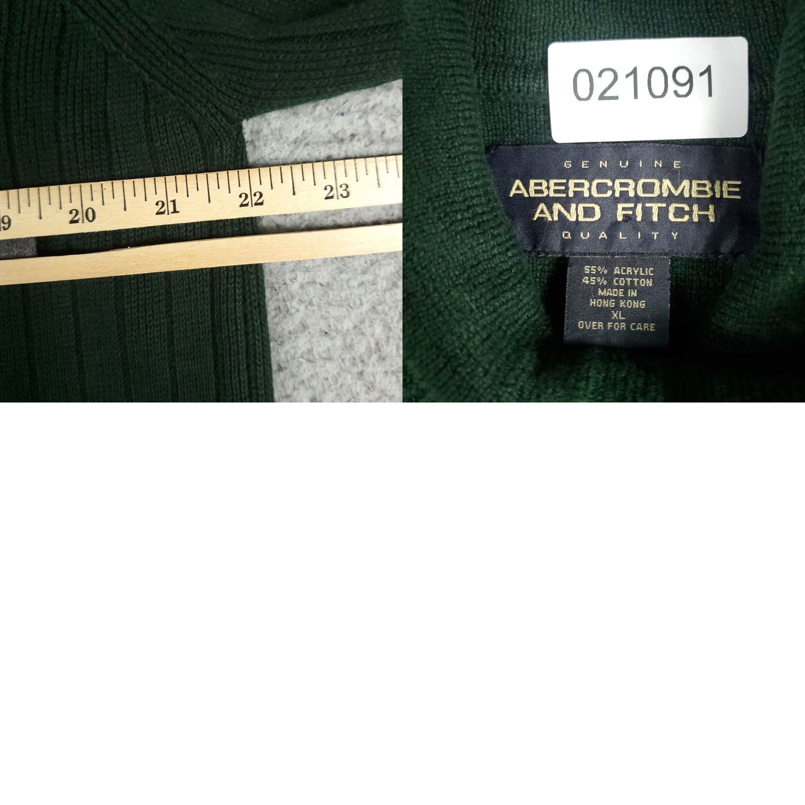 Abercrombie & Fitch VINTAGE Abercrombie & Fitch Crew Neck Pullover Sweater Mens XL Green Cotton Blend Size US XL / EU 56 / 4 - 8 Thumbnail