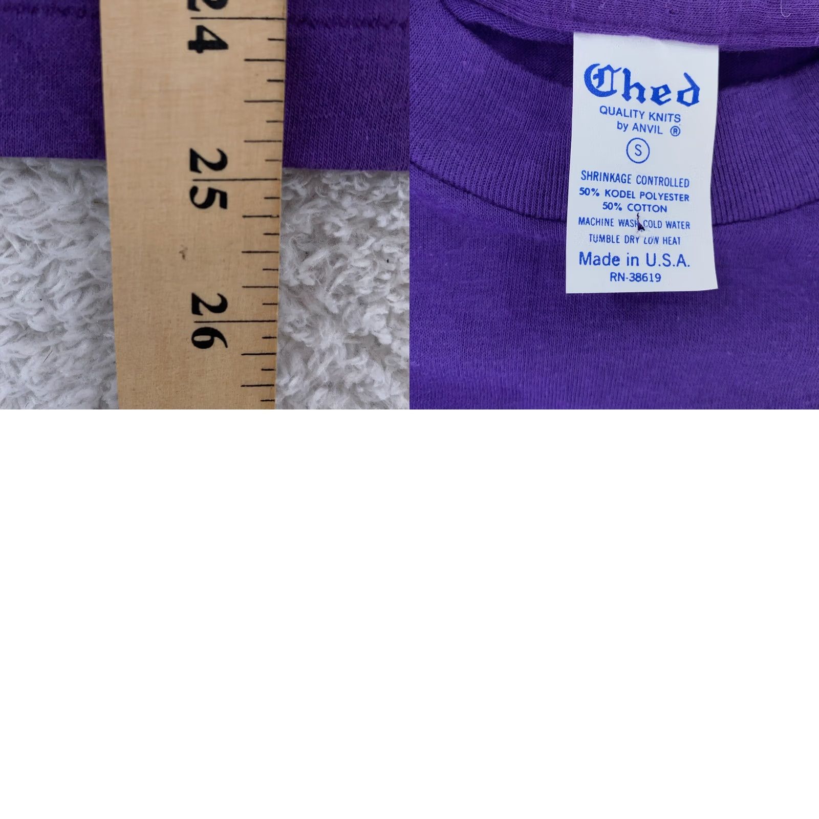 Vintage VINTAGE Ched Purple Shirt XXXS Regular Short Sleeve Polyester Cotton 50/50 Crew Neck Men T-Shirt Made USA 80s Tee Size US XXS / EU 40 - 8 Thumbnail