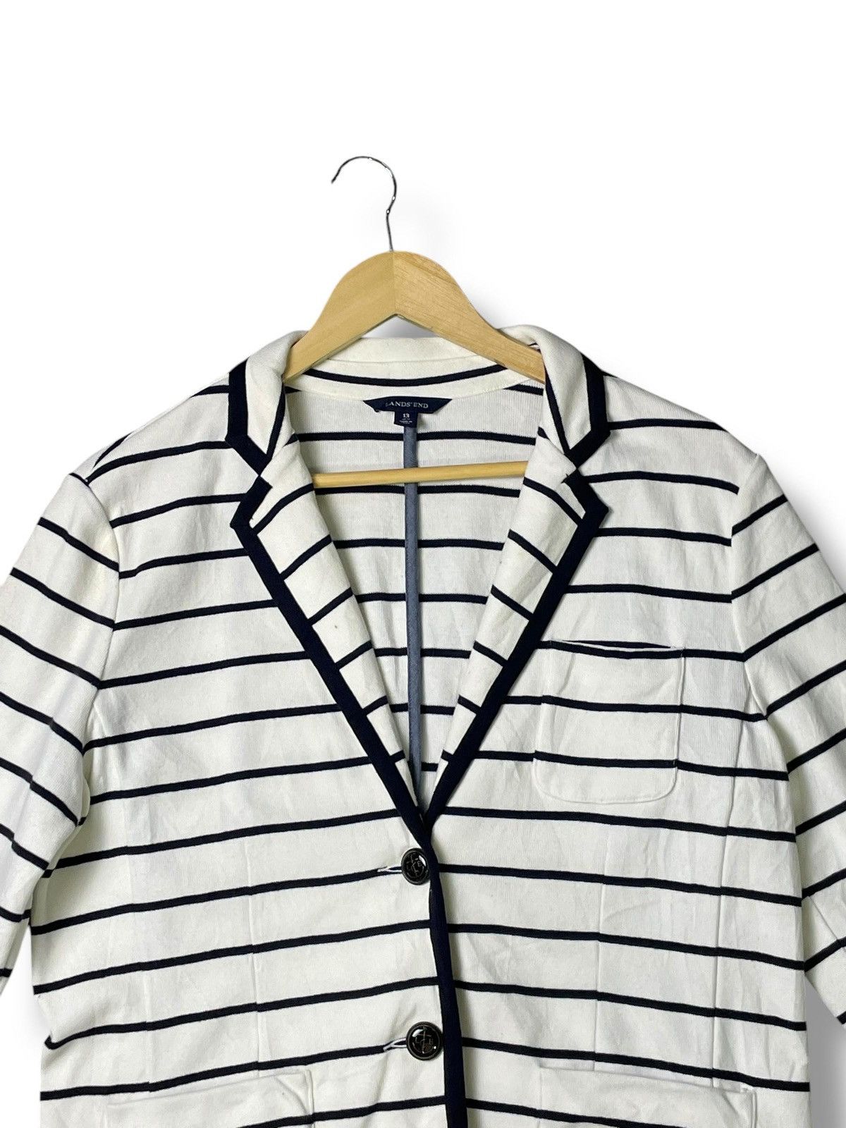 Designer × Lands' End × Vintage Lands End Striped Cotton Knit Blazer (49) Size US XXS / EU 40 - 2 Thumbnail