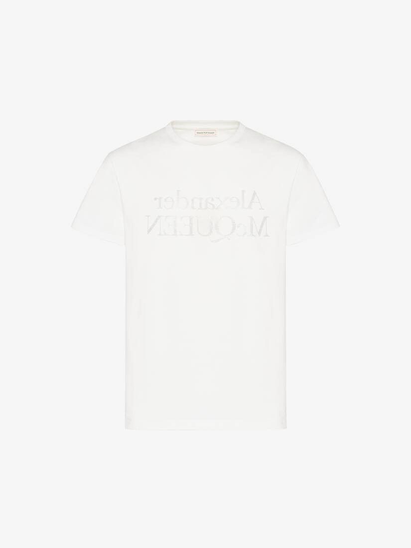 Alexander McQueen o1w1db10725 Reflected Logo T-Shirt in White Size L / US 10 / IT 46 - 2 Thumbnail