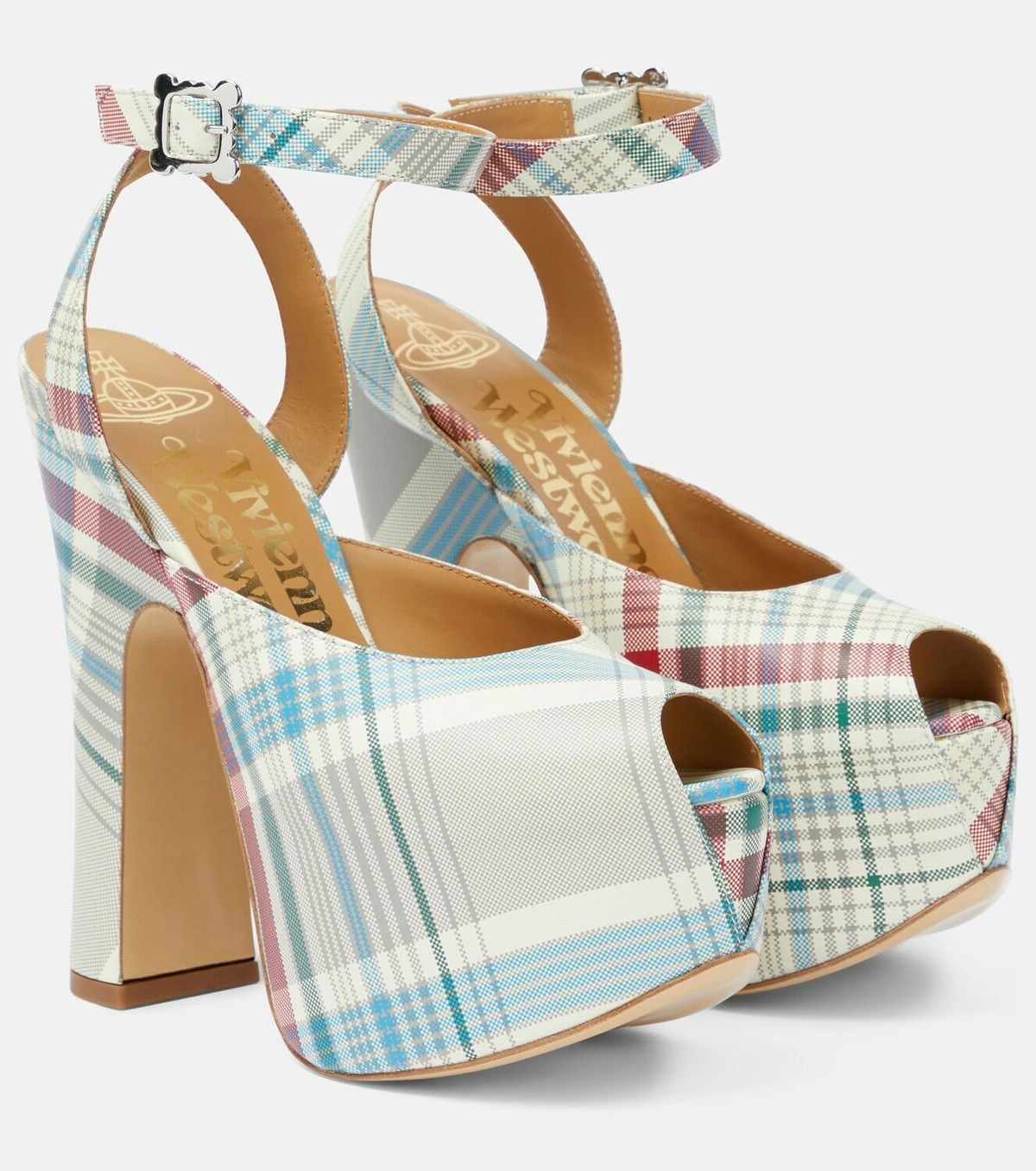 Vivienne Westwood o1f1d3z0426 Vargas Checked Platform Pumps in White/Multi Size US 6 / IT 36 - 2 Thumbnail
