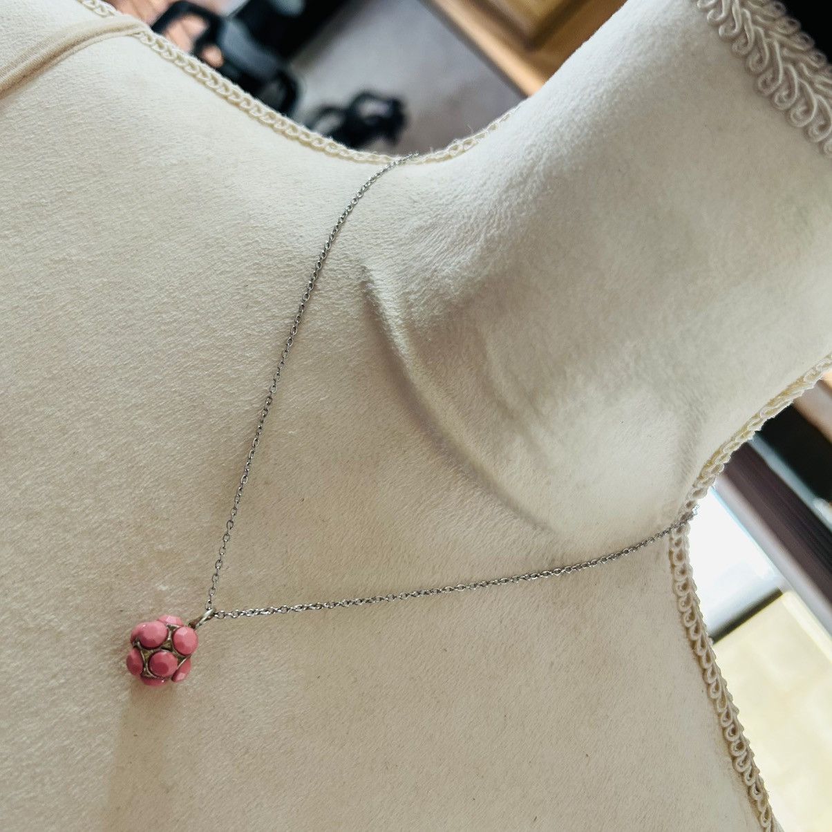 Handmade Bubblegum pink faceted glass disco ball pendant necklace Size ONE SIZE - 1 Thumbnail
