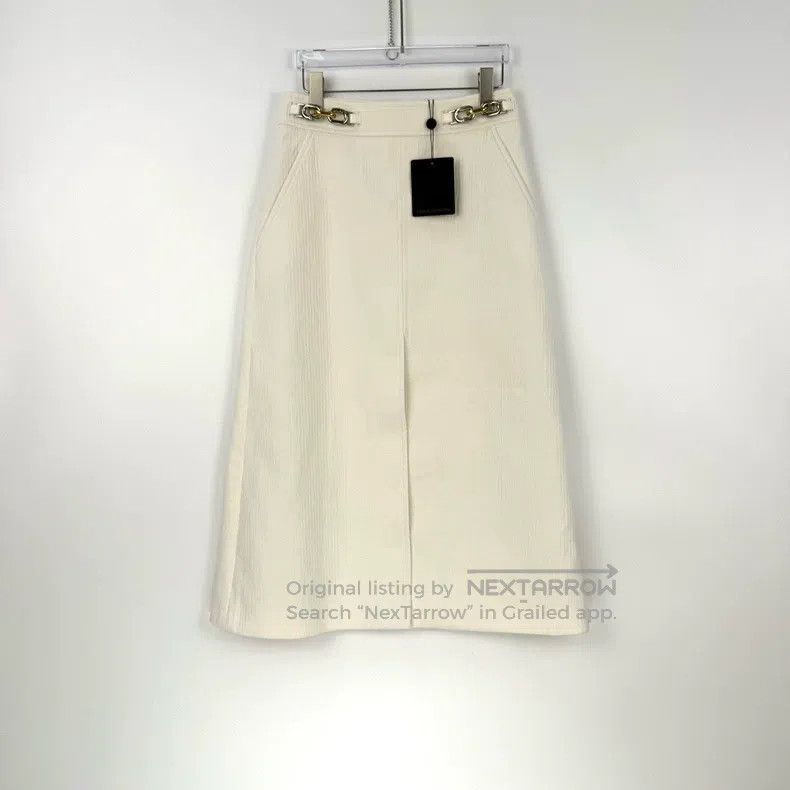 Louis Vuitton Louis Vuitton Cream metallic logo skirt Size 37" - 3 Thumbnail